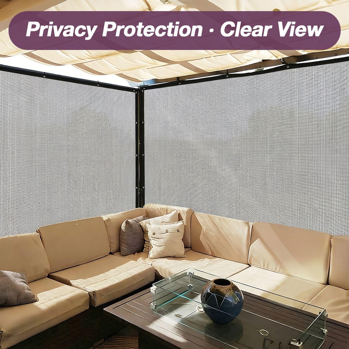 Outaro 90% Sun Shade Cloth with Gromments, 0 6' X 0 8' Pergola Shade Cover Canopy, UV Protection Mesh Tarp Sun Screens for Outdoor Patio Garden Gazbos Porch Courtyard, Light Gray