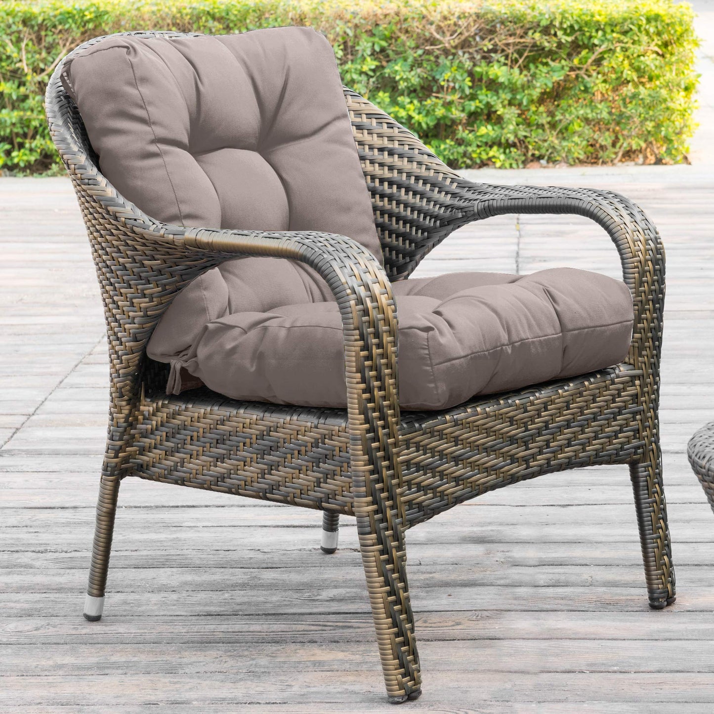 QILLOWAY Outdoor Chair Cushion for Patio Furniture, Waterproof Patio Cushions with Ties, Fade Resistant Replacement Pads for Outdoor Rocking Chairs,Tan,Grey