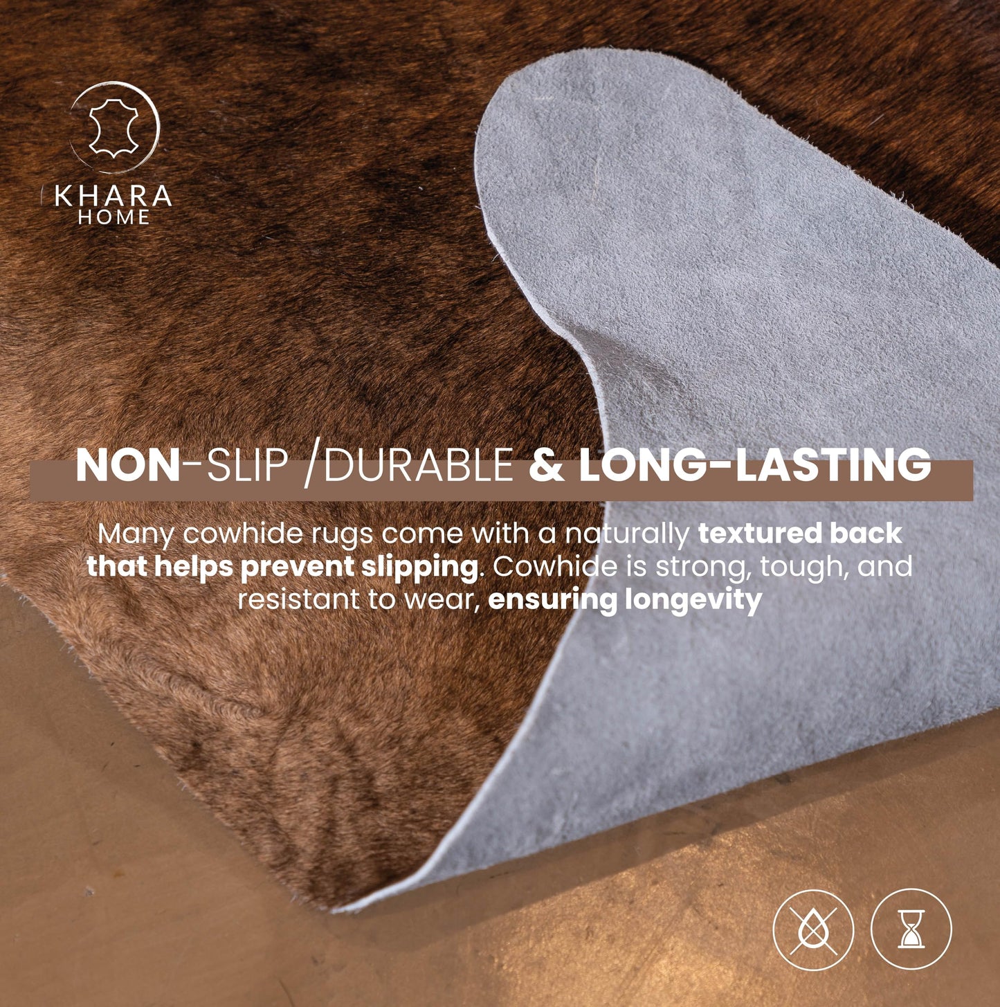 Khara Home Premium 100% Genuine Cowhide Rug Large 5x7 Ft Leather Area Rug for Living Room, Cozy, Unique, and Durable, Western Home Decor – from Argentina (Dark Brindle, 5 x 7)