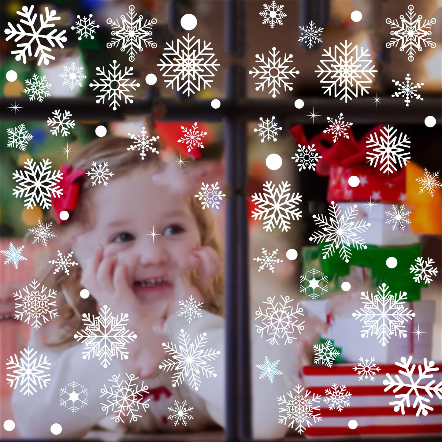 White Snowflakes Window Clings - 8 Sheets 152 Pcs Christmas Snowflake Window Clings Decal Stickers Decor for Glass Windows Classroom Home Office for Winter Wonderland Frozen Theme Party