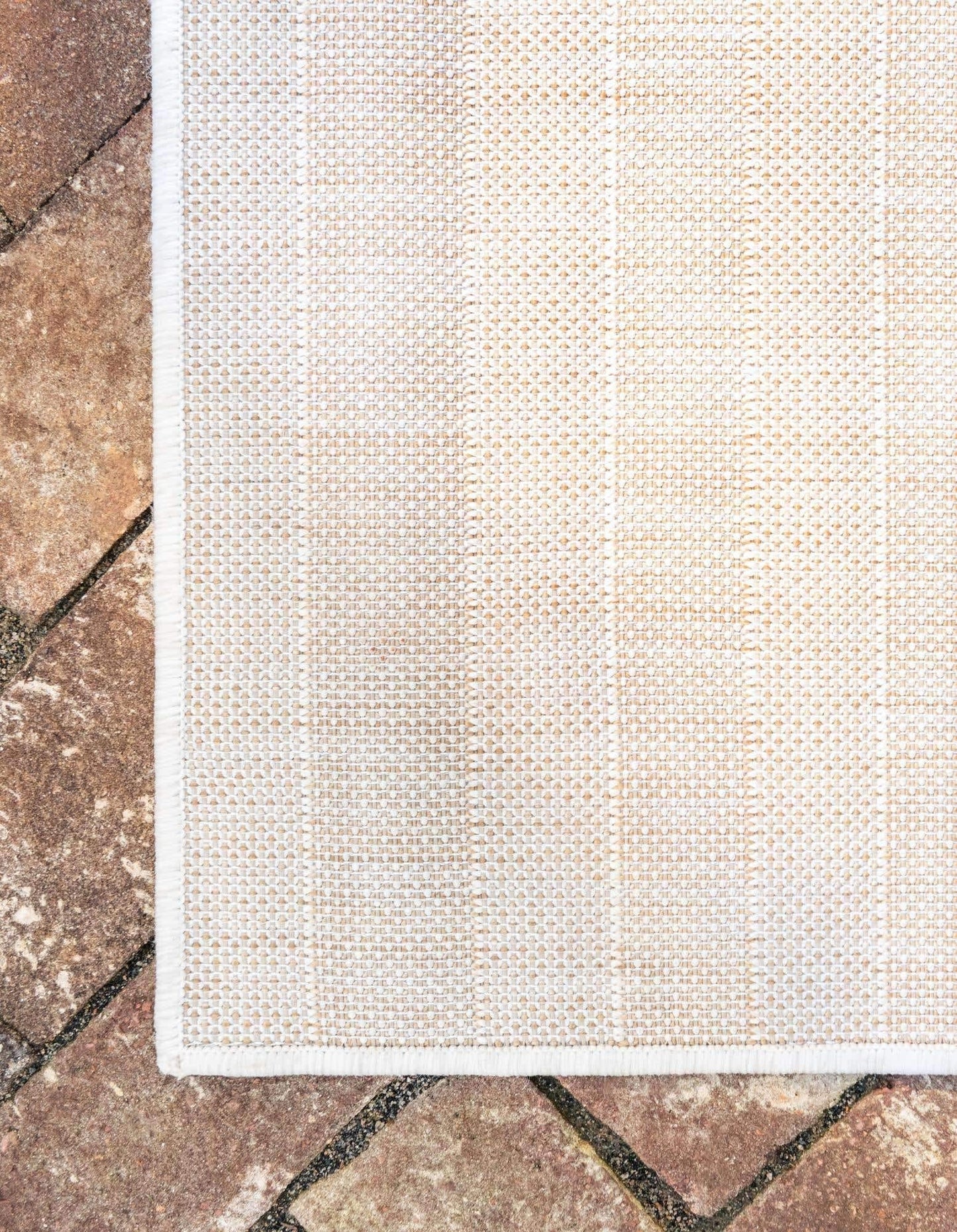 Unique Loom Outdoor Striped Collection Area Rug - Striped (5' 1" x 8' Rectangle, Taupe/Ivory)