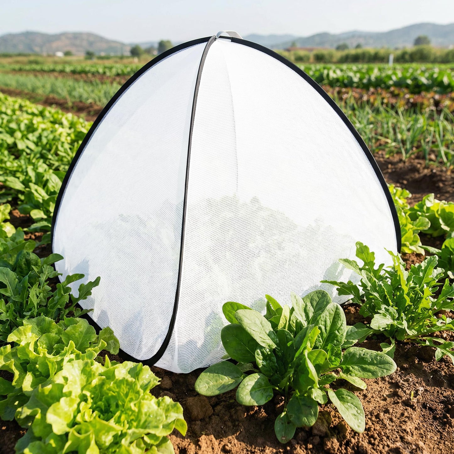 DECOHS 2 Pcs White Pop Up Plant Shade Cover Tent, 22 x 22 x 22 Inch Garden Sunshade Cloth Sun Protection Tent, Sunblock Plant Cover Net with Stakes for Outdoor Plants Flower Potted