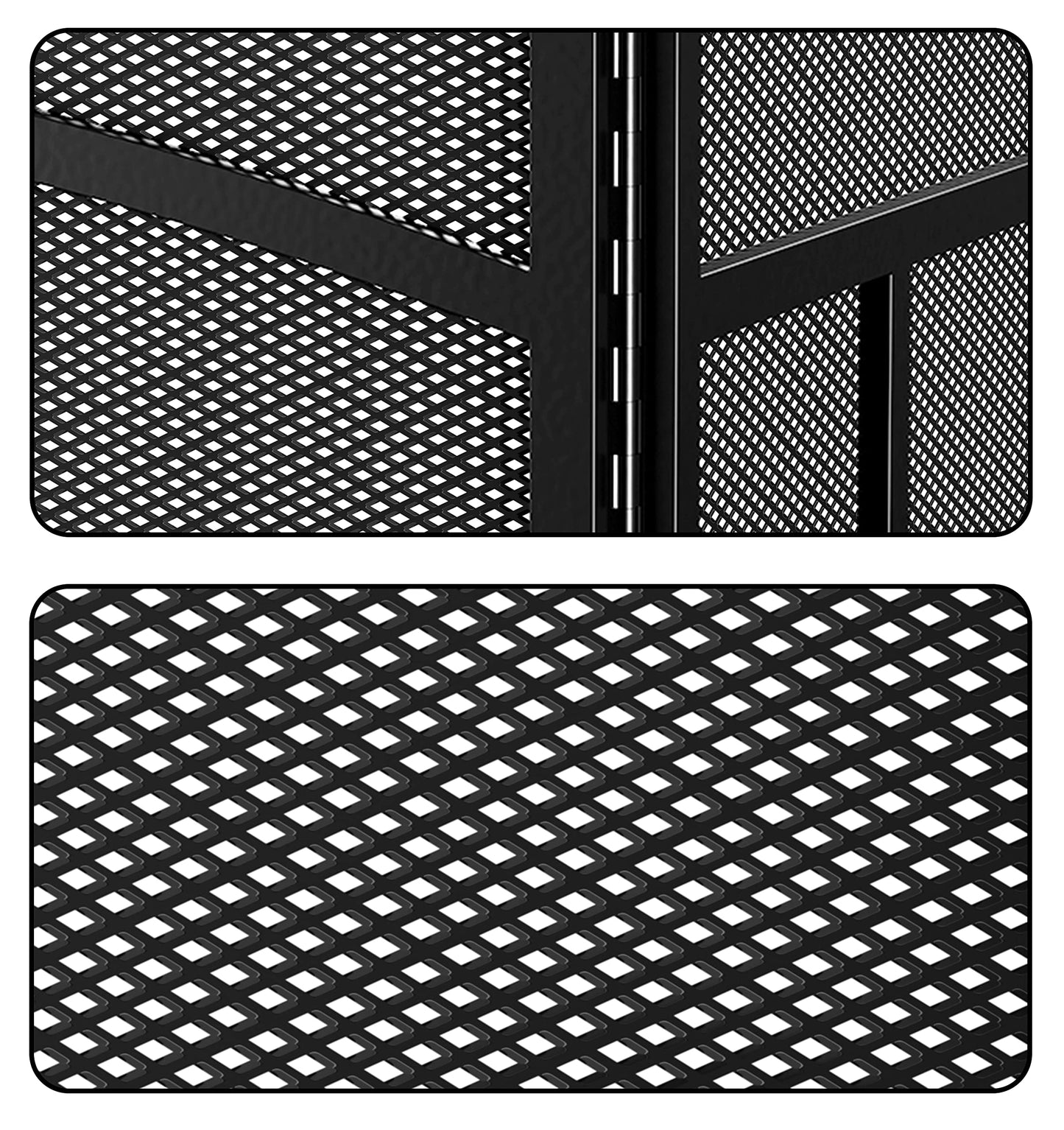 Fire Beauty Fireplace Screen 3 Panel Wrought Iron 48"(L) x 29"(H) Spark Guard Cover(Black)