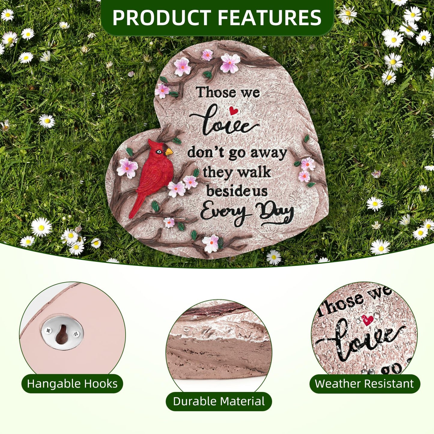 Jazcimdo Sympathy Gifts for Loss of Loved One, Memorial Garden Stones in Memory of Loved One Gifts, Condolence Bereavement Gift for Garden, Outside, or Home Decor (10 inch)
