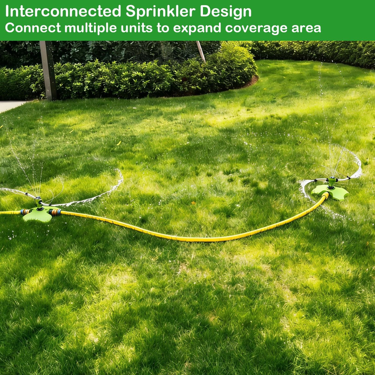 [2 Pack] TEIENNA Heavy Duty 2-Arm Sprinkler with Base, 360° Automatic Rotary Lawn Sprinkler System for Garden Plant, Flower Bed & Yard Watering – Large Area Coverage Irrigation