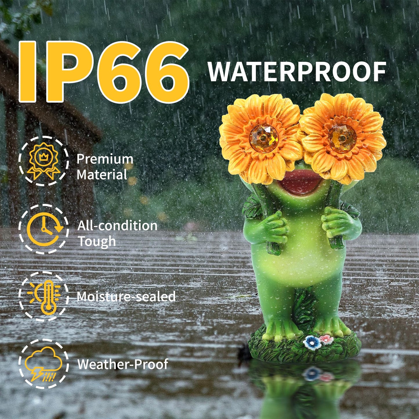 CFFOWNUG Outdoor Frog Garden Statue: Yard Decoration with Solar Light Funny Frog Sunflower Gifts for Women Mother's Day Housewarming Gift