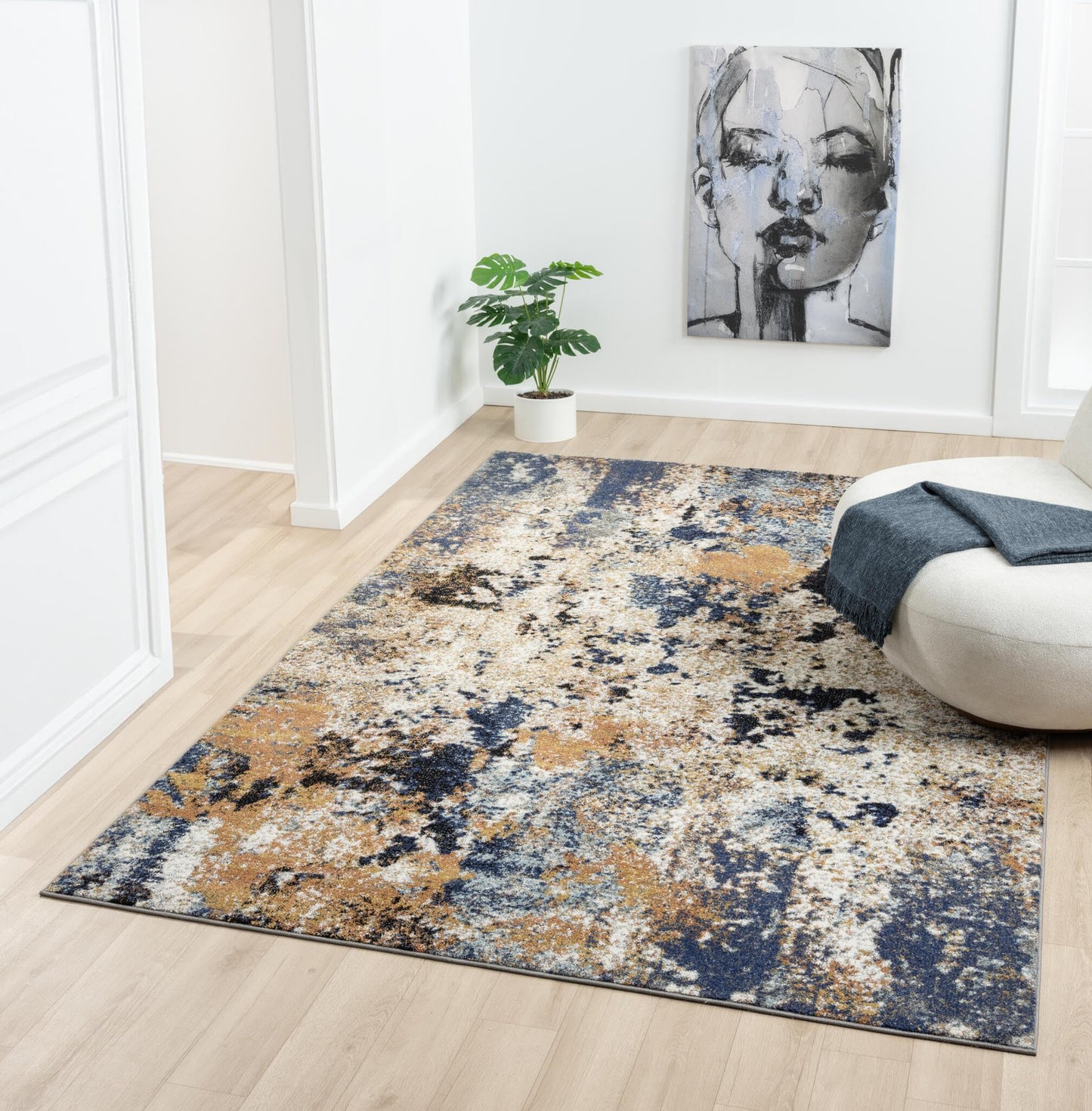 Keen Home Design Area Rugs - 48"x72" Non-Shedding, Thick Pile Abstract Rugs for Kitchen, Living Room, Bedroom, Dining Room, Entryway - Size: 4' x 6', Skies Multi