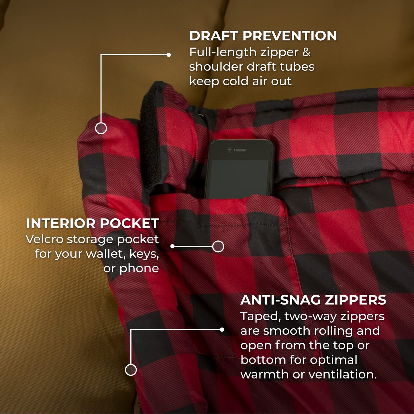 Teton 0F Degree Deer Hunter Sleeping Bag. Warm and Comfortable Camping Sleeping Bags, Teton Tough Canvas Shell for Camping, Hunting, and Cold Weather, Brown