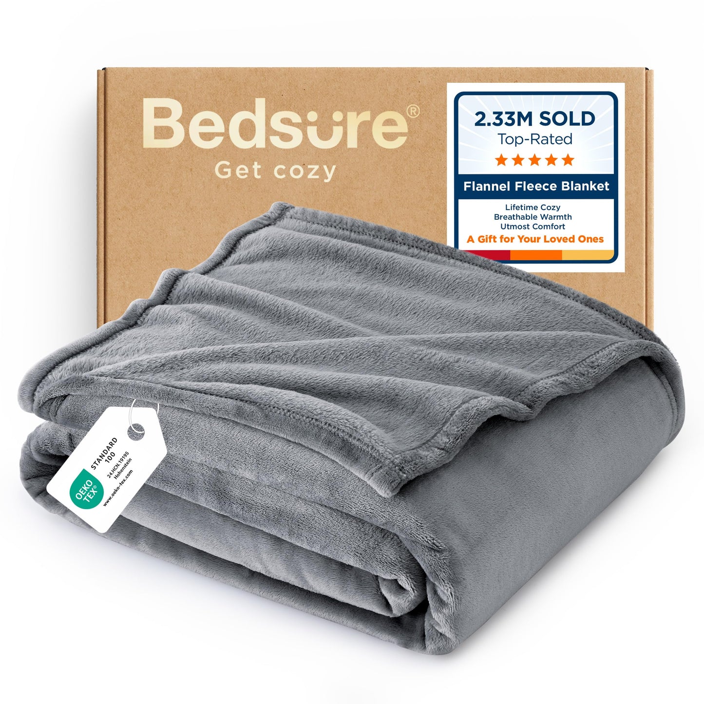 Bedsure GentleSoft Fleece Blanket Twin Size Grey - 300GSM Lightweight Plush Fuzzy Cozy Soft Warm Blanket for Bed, Sofa, Couch, Travel, Camping, 60x80 inches