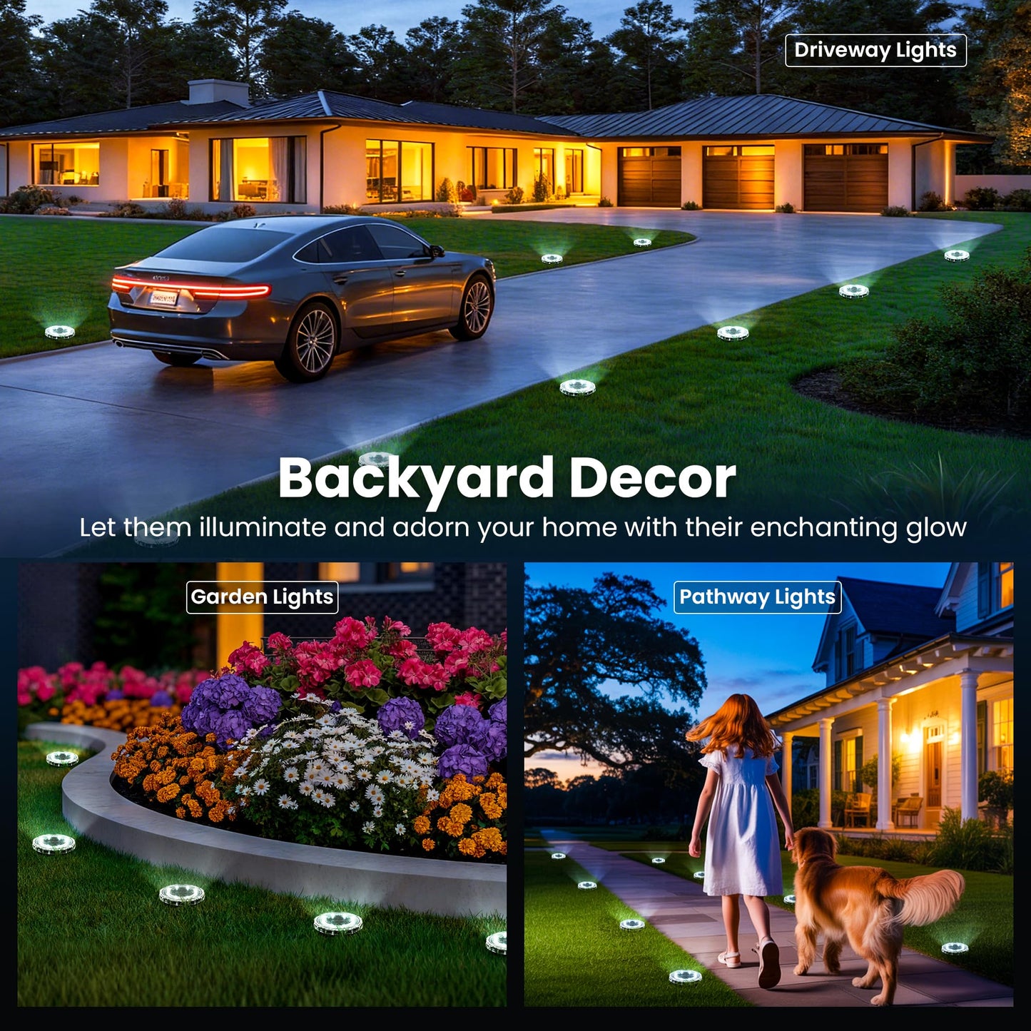 SOLPEX Solar Ground Lights 12 Pack, Solar Pathway Lights Outdoor Waterproof, Landscape Lighting for Garden, Walkway, Driveway, Yard, Deck, Patio, Swimming Pool (Cool White)