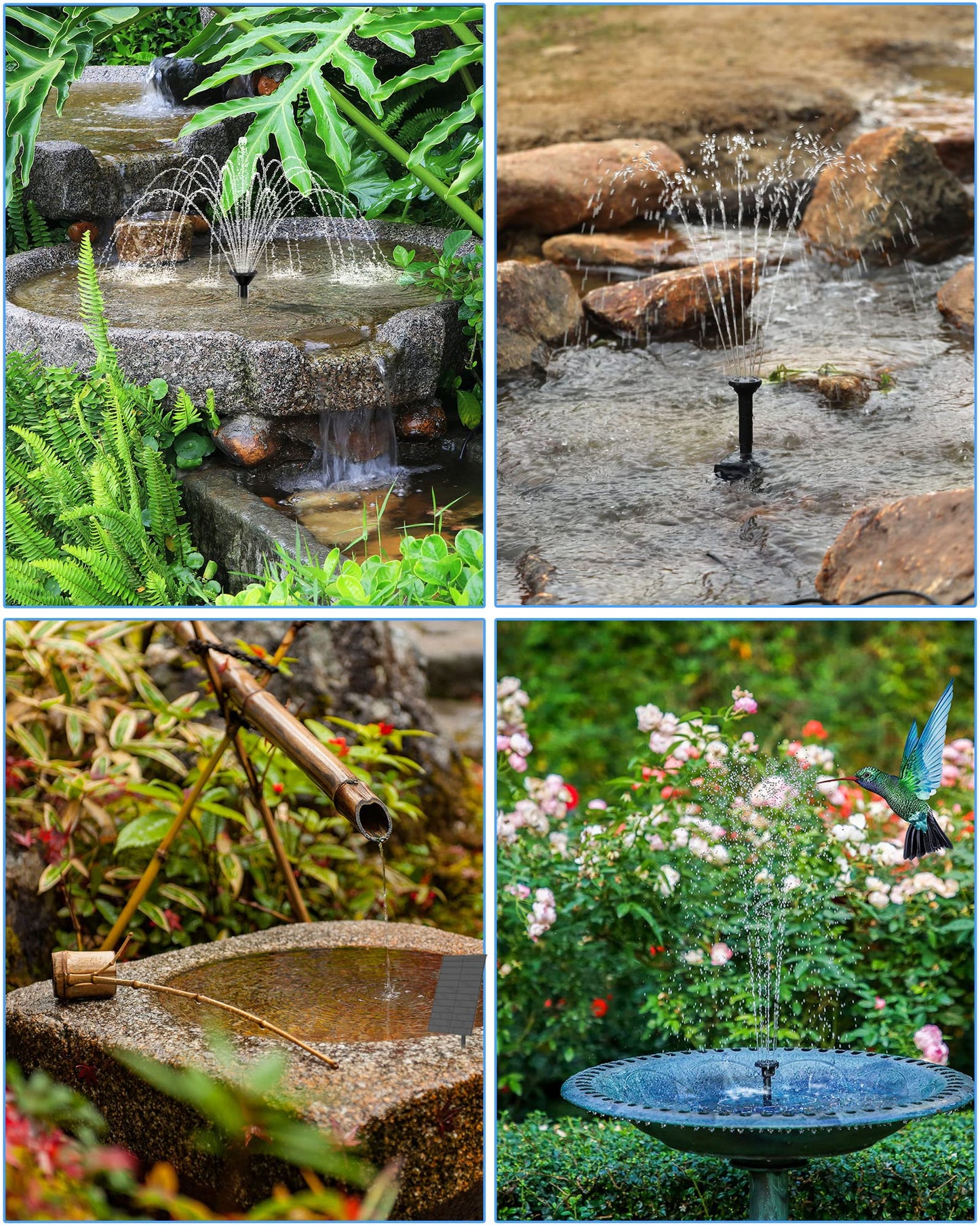 Biling Solar Water Fountain Pump, Solar Bird Bath, Outdoor with Tubing, Solar Powered Fountain Pump for Pond BirdBath, Garden, Pool, Fish Tank,Backyard