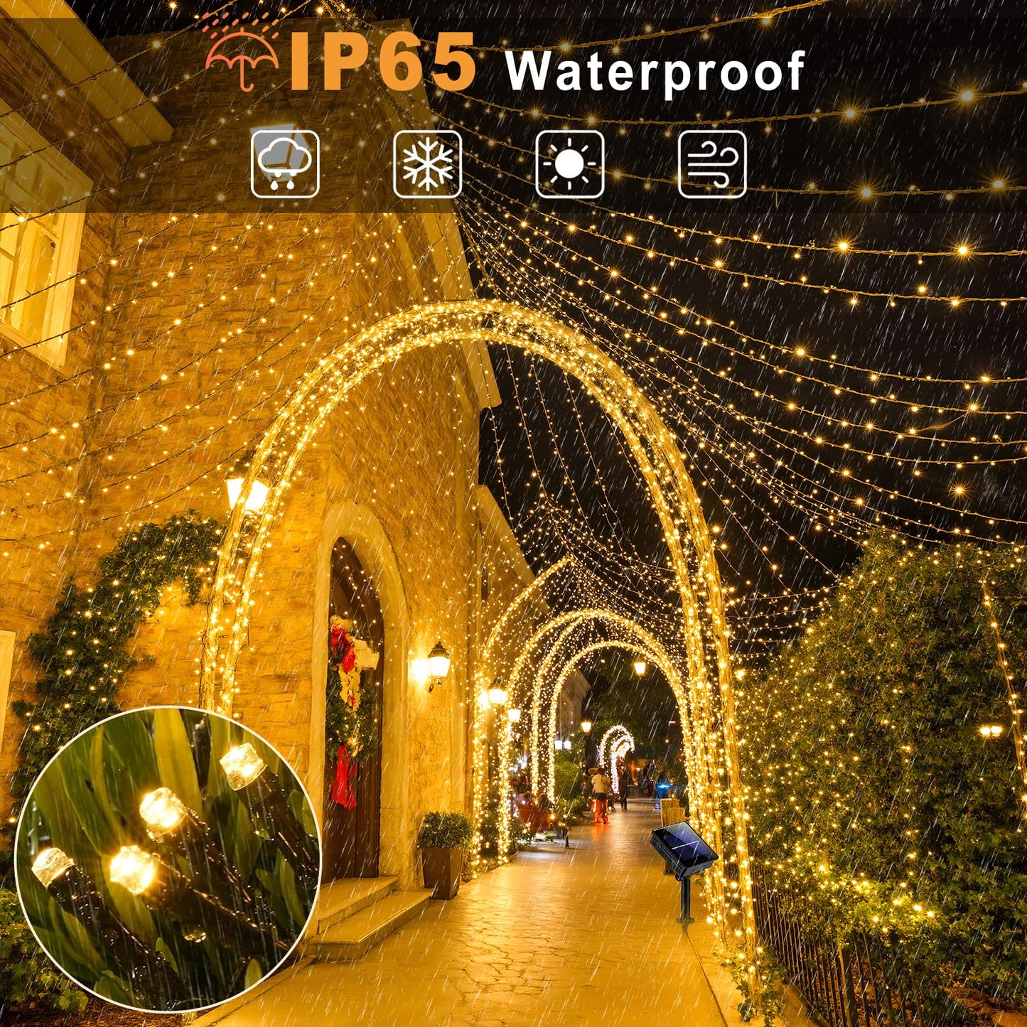 2 Pack Solar String Lights Outdoor Waterproof, 158FT 480 LED String Lights for Outside, 8 Modes Twinkle Fairy Light Green Wire for Patio Tree Garden Party Holiday Decorations, Warm White