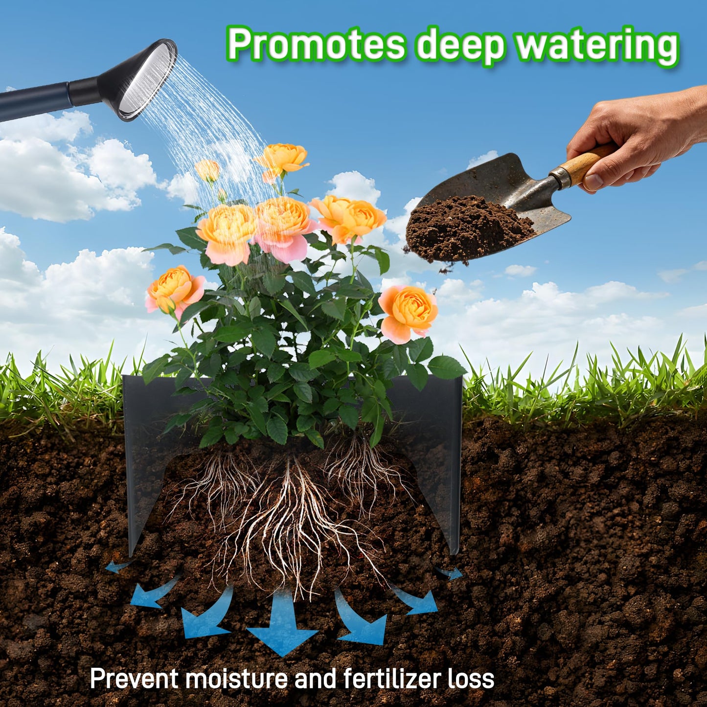 Anothera 60 Pieces Planting Grow Rings, Diameter Range 8.2-15.7 Inches, Interlocking Garden Plant Rings, Black Garden Rings for Plant Support and Soil Moisture Retention