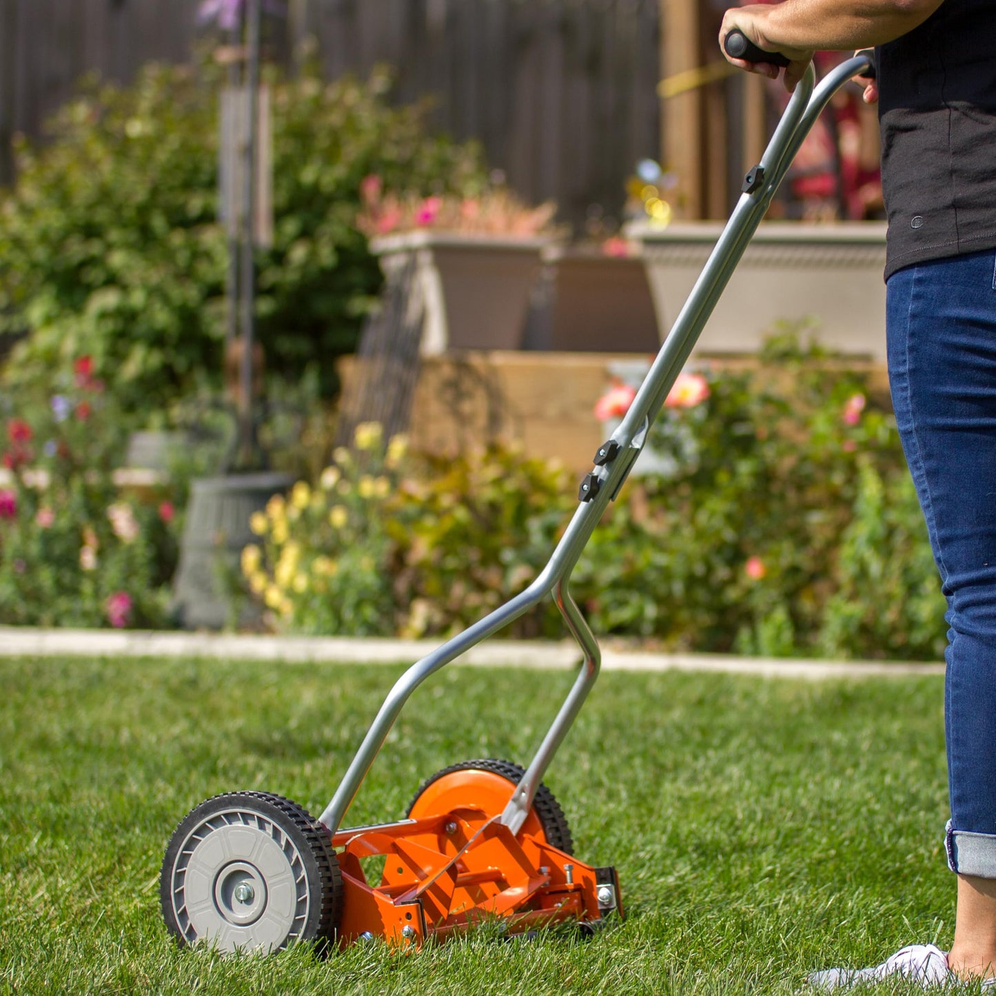 American Lawn Mower Company 1204-14 14-Inch 4-Blade Push Reel Lawn Mower, Red
