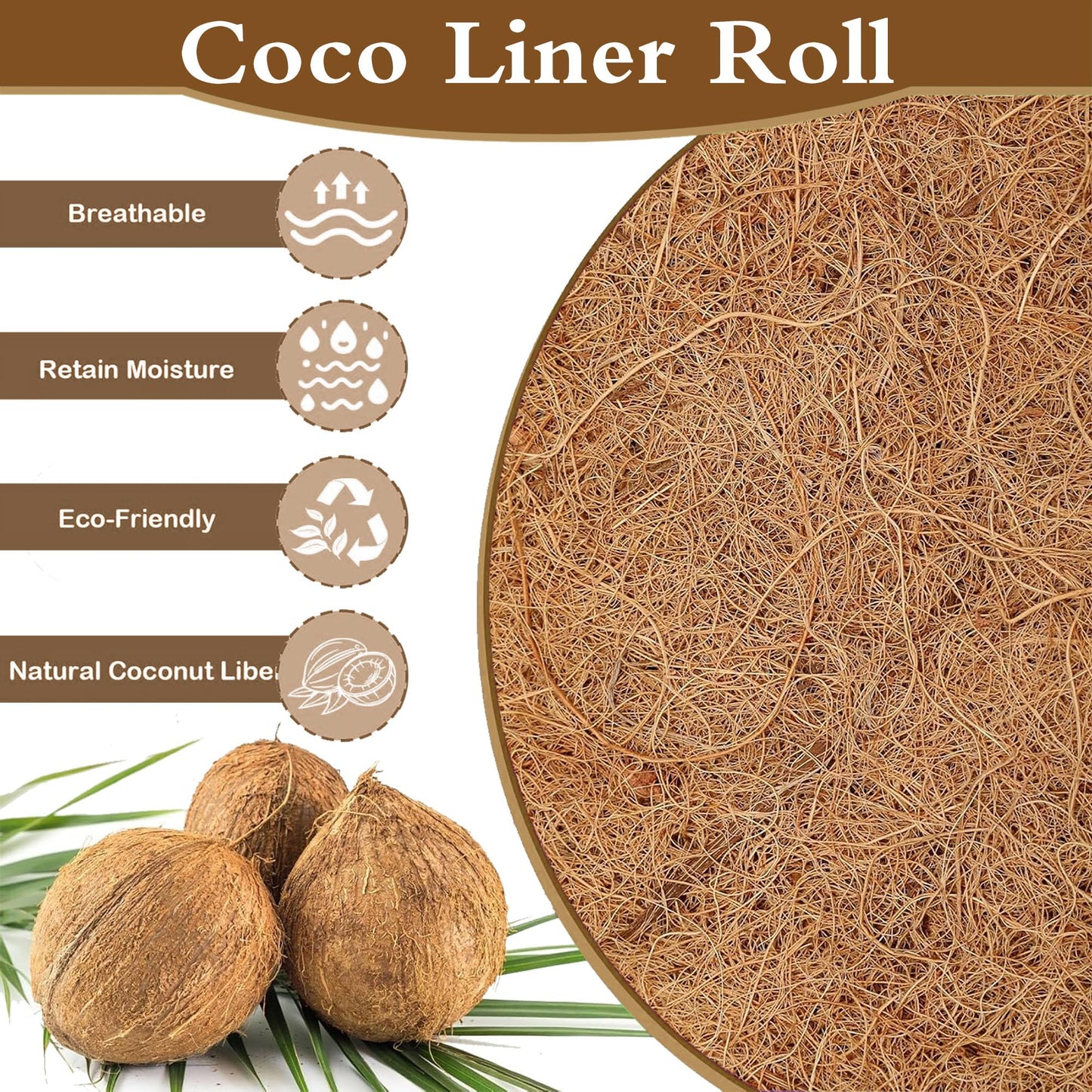 Natural Coco Liner Roll-31.5x78.7 Inch Coconut Coir Liner Sheets Coco Mat for DIY Flower Basket Liner Pet Pad Reptile Carpet Moss Pole