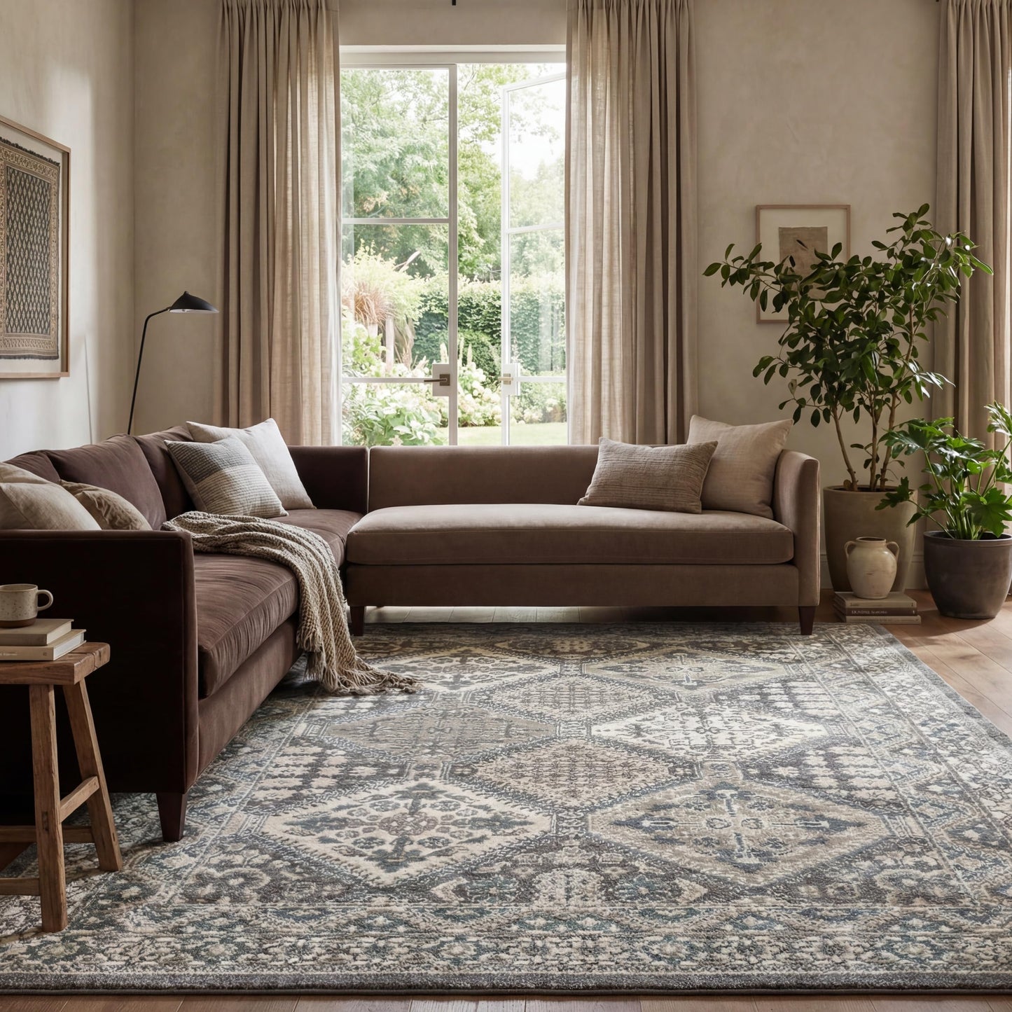 nuLOOM 3x5 Becca Traditional Tiled Area Rug, Charcoal, Faded Transitional Design, Stain Resistant, For Bedroom, Dining Room, Living Room, Hallway, Office, Kitchen, Entryway