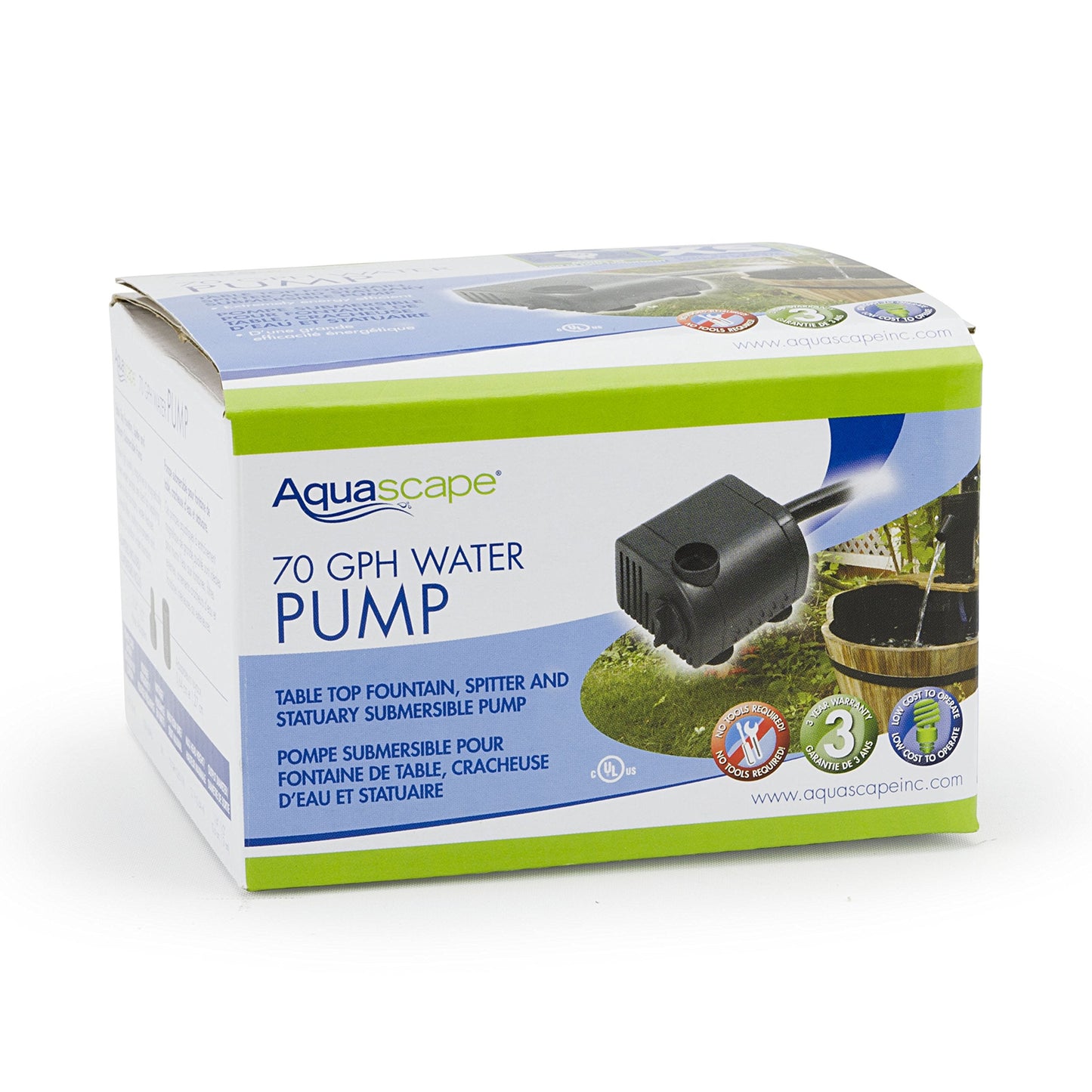 Aquascape Submersible 70 GPH Water Pump for Fountains, Waterfalls, Ponds, Aquariums, Filters, 91023
