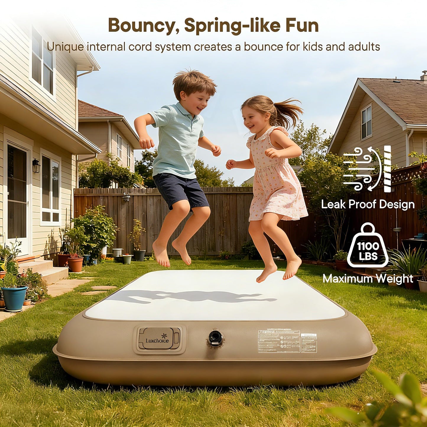 Camping Air Mattress Twin with Built in Pump No Air Leak 2 Mins Upgraded Inflatable Mattress Adjustable Firm 8'' Drop Stitch Fabric Blow up Mattress Support 1100LBS Portable Home Guests Camping Travel