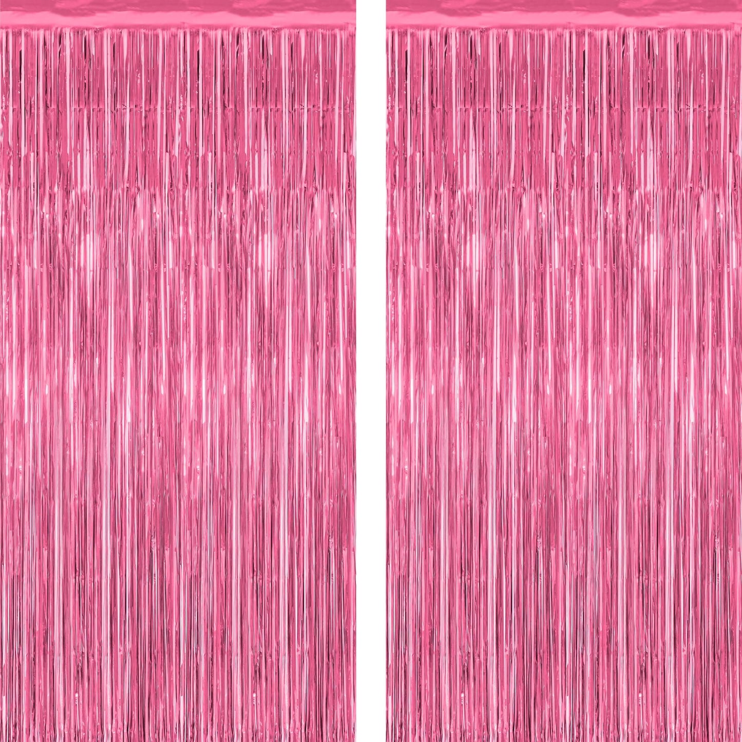 2 Pack Pink Party Decorations, 3.28 FT x 7.05 FT Pink Backdrop, Metallic Tinsel Backdrop Fringe Curtains Backdrop Curtains, Photo Backdrop Party Supplies Birthday Party Decorations