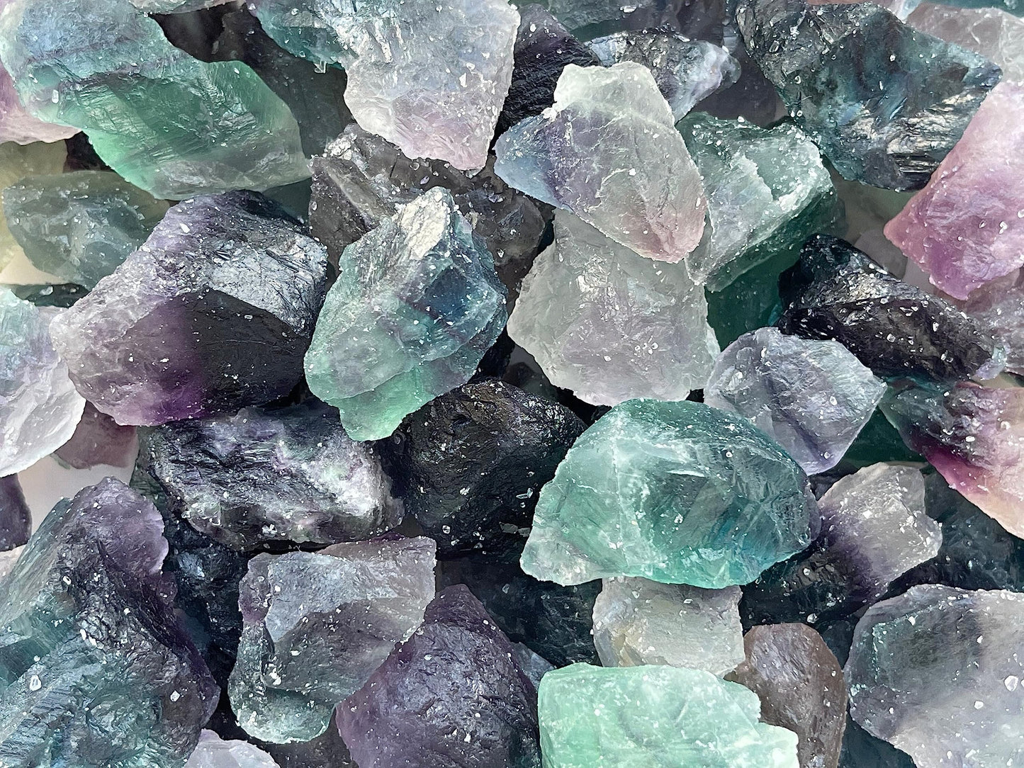 GAF TREASURES Wholesale Raw Rainbow Fluorite Crystals, Natural Rainbow Fluorite Stone, Natural Rough Rainbow Fluorite Crystals, Rainbow Fluorite Healing Crystals (Rainbow Fluorite, 0.5 Pound)