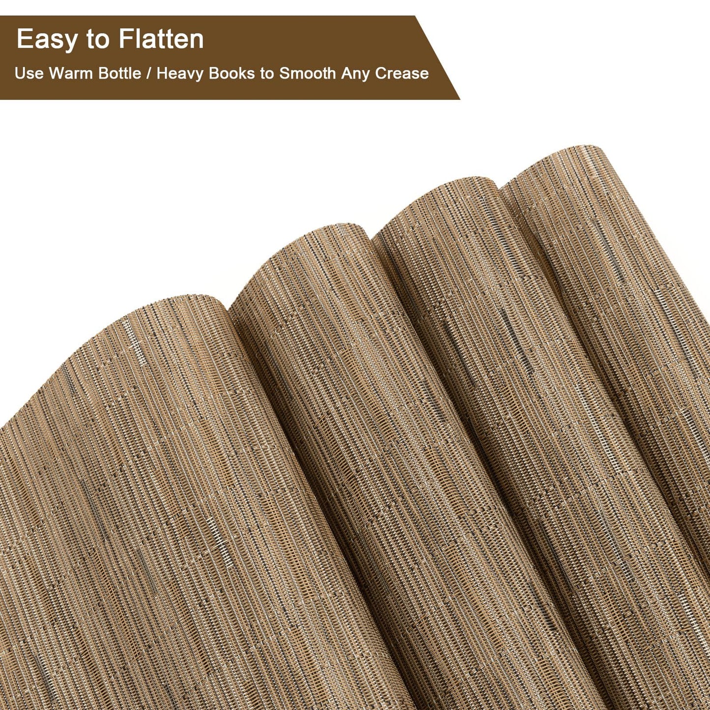 SHACOS Wedge Shape Placemats Set of 4 Woven Vinyl Placemat for Round Table Curved Place Mats Wipe Clean Kitchen Dining Table Mats (4, Tan)