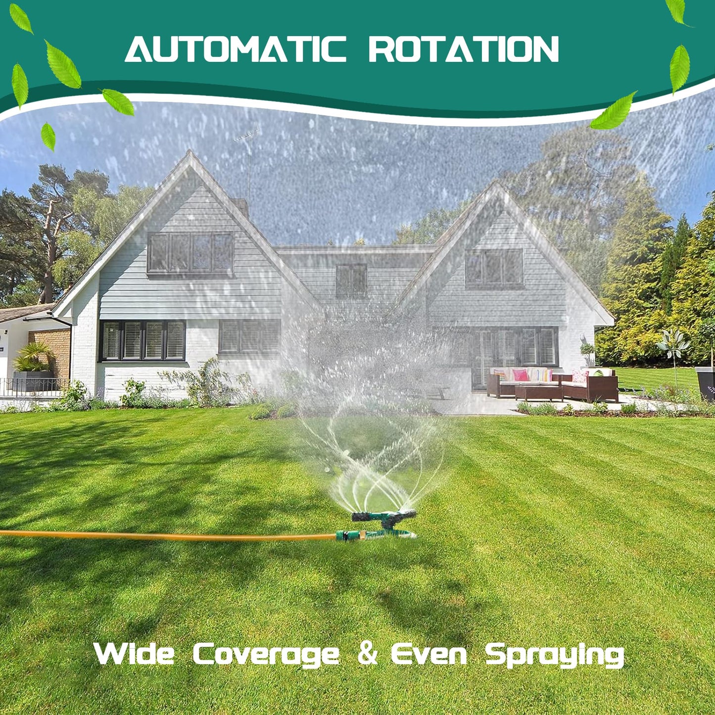 MOSIKEN Sprinkler for Yard, Rotating Garden Sprinkler for Large Area Coverage, Lawn and Yard Adjustable Sprinklers