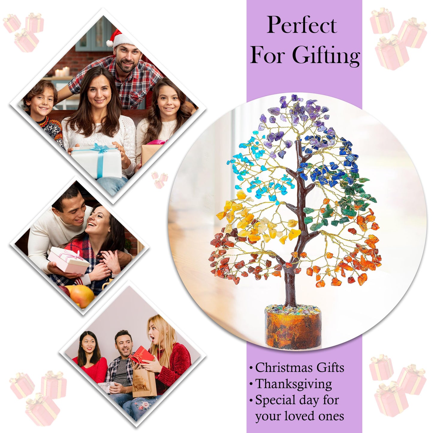 Crocon® 7 Chakra Turquoise Crystals Tree Of Life Birthday Gifts For Women, Men & Friends | Home & Office Decor, Money Tree Healing Crystals Gift | Mom Gift Ideas Housewarming Gifts New Home Sister Dad