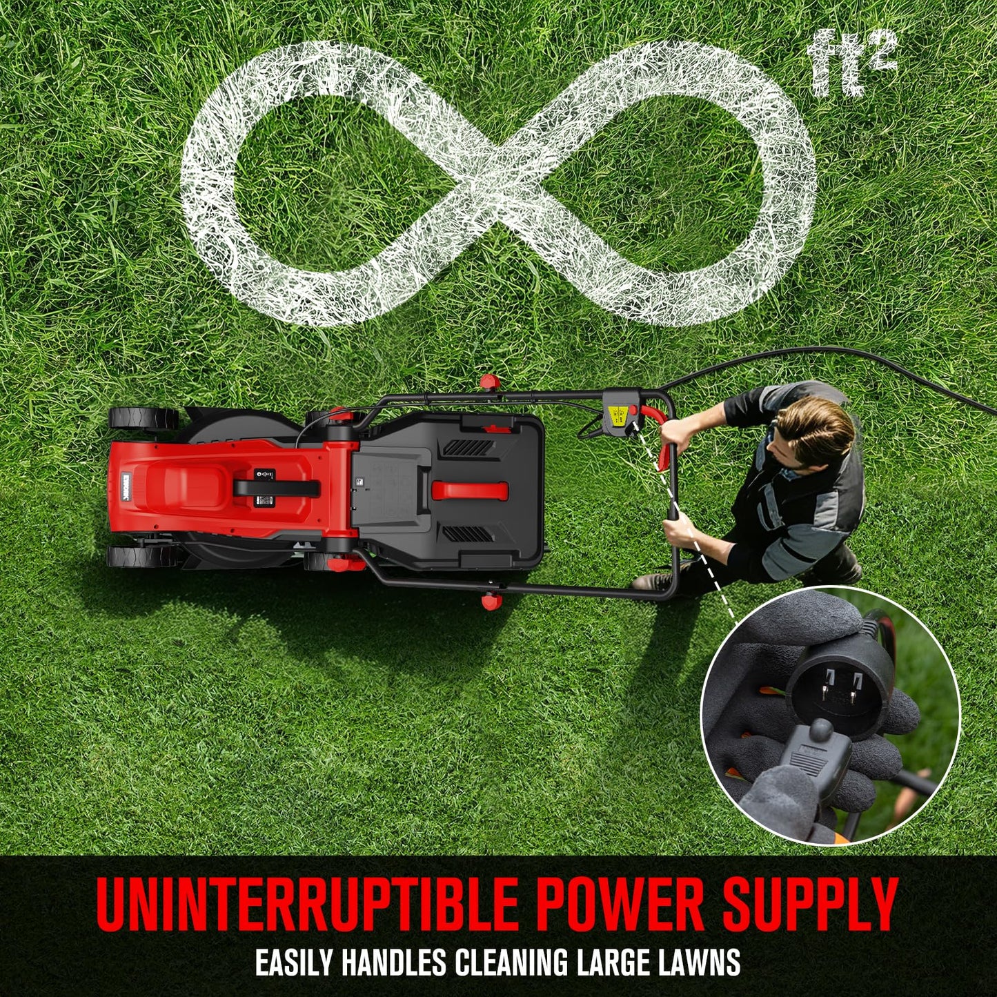 EWORK Corded Electric Lawn Mower 14-Inch, 11Amp Electric Push Mower with 30L Collection Bag, 4-Height Adjustment, Lightweight Lawnmower for Garden, Yard