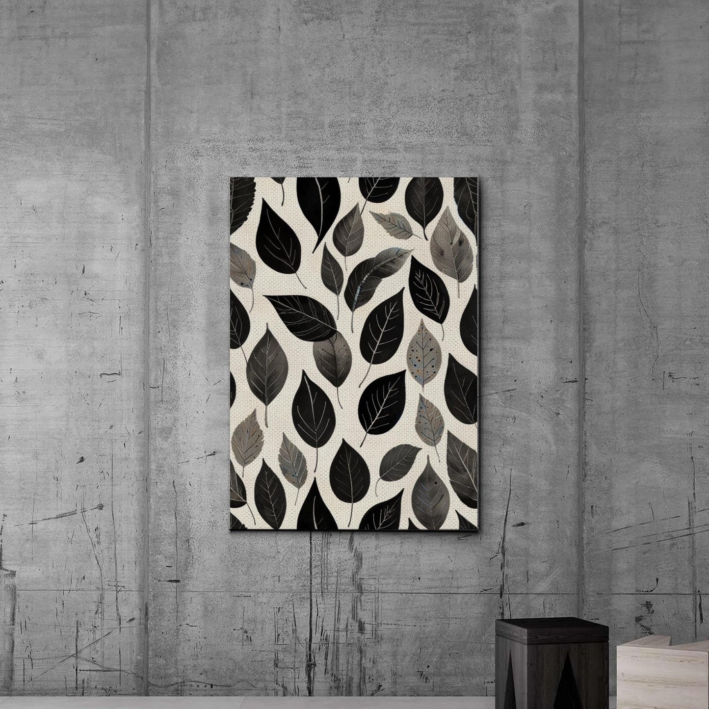 Canvas Print Scandinavian Folk Art Black and Beige Abstract Botanical Wall Art for Scandinavian Home Decor Decor Canvas, Decor