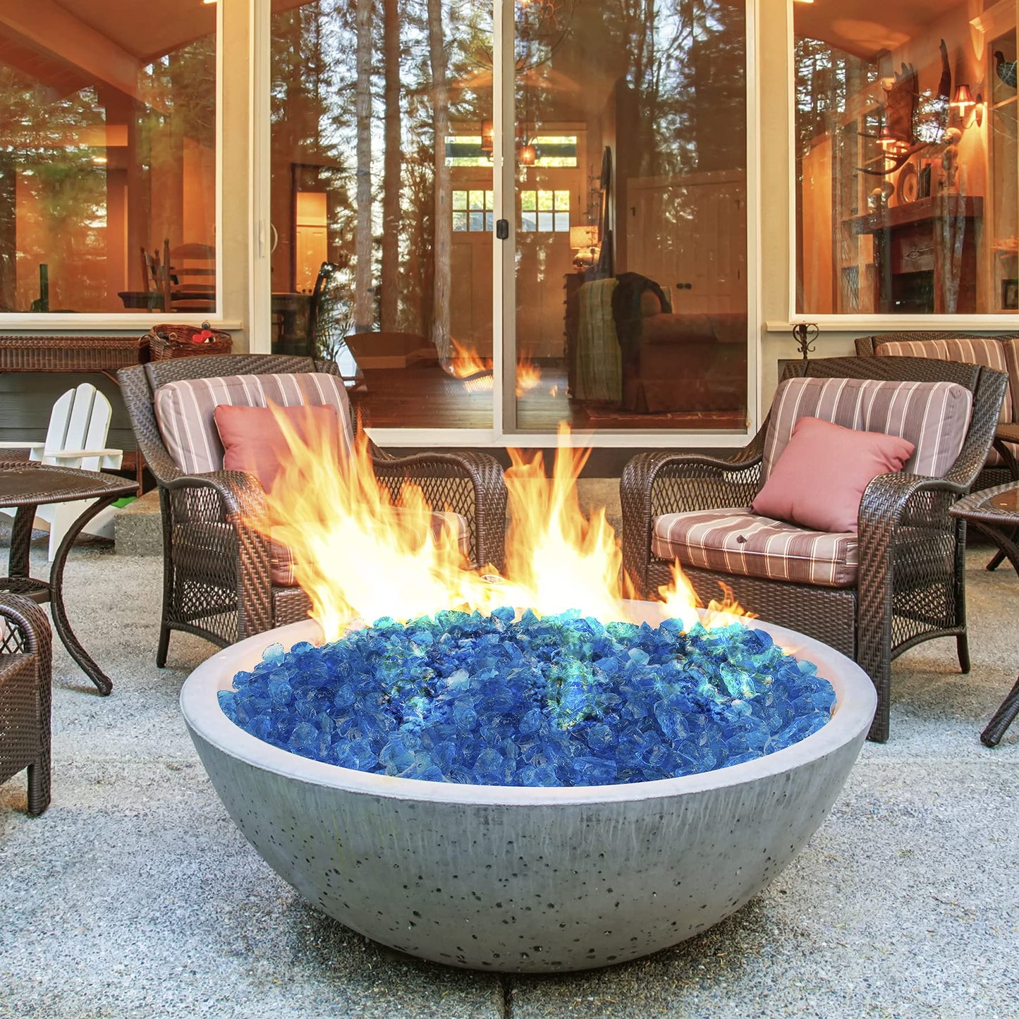 Mr. Fireglass Crushed Fire Glass for Natural or Propane Fire Pit, 10 Pounds Decorative Recycled Fireplace Glass Rocks for Fire Pit Fireplace and Landscaping, High Luster Turquoise