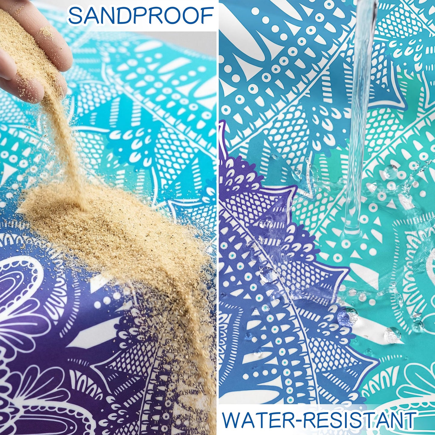 Aroveea Beach Blanket Waterproof Sandproof 1-7 Adult Oversized 78'' × 110'' Lightweight Durable Compact Sand Free Beach Mat for Travel Camping Hiking Picnic Blanket Extra Large