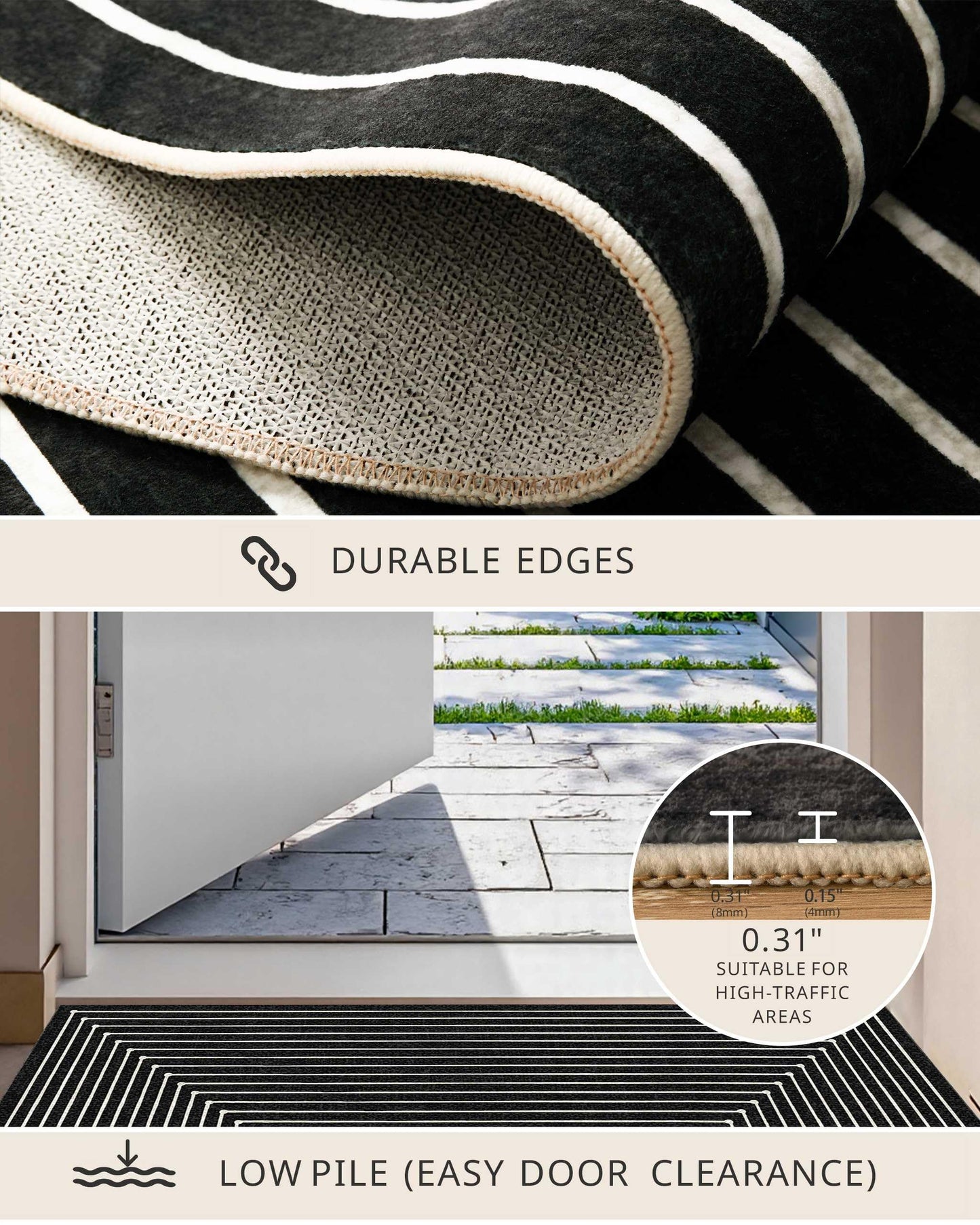 Latte&Fog 5x7 Area Rugs for Living Room Bedroom, Modern Abstract Washable Rug, Boho Non Slip Low Pile Carpet for Indoor Dining Room, Office, Dorm, Classroom, Farmhouse and Kids Room