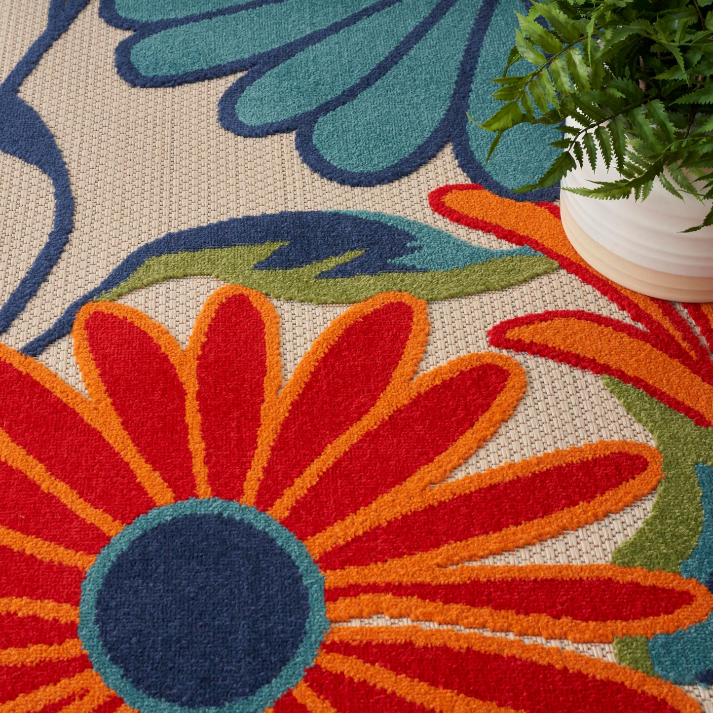 Nourison Home Aloha Multicolor 9' x 12' Area Rug - Easy Clean, Non Shedding, Bed Room, Living Room, Dining Room, Kitchen (9' x 12')