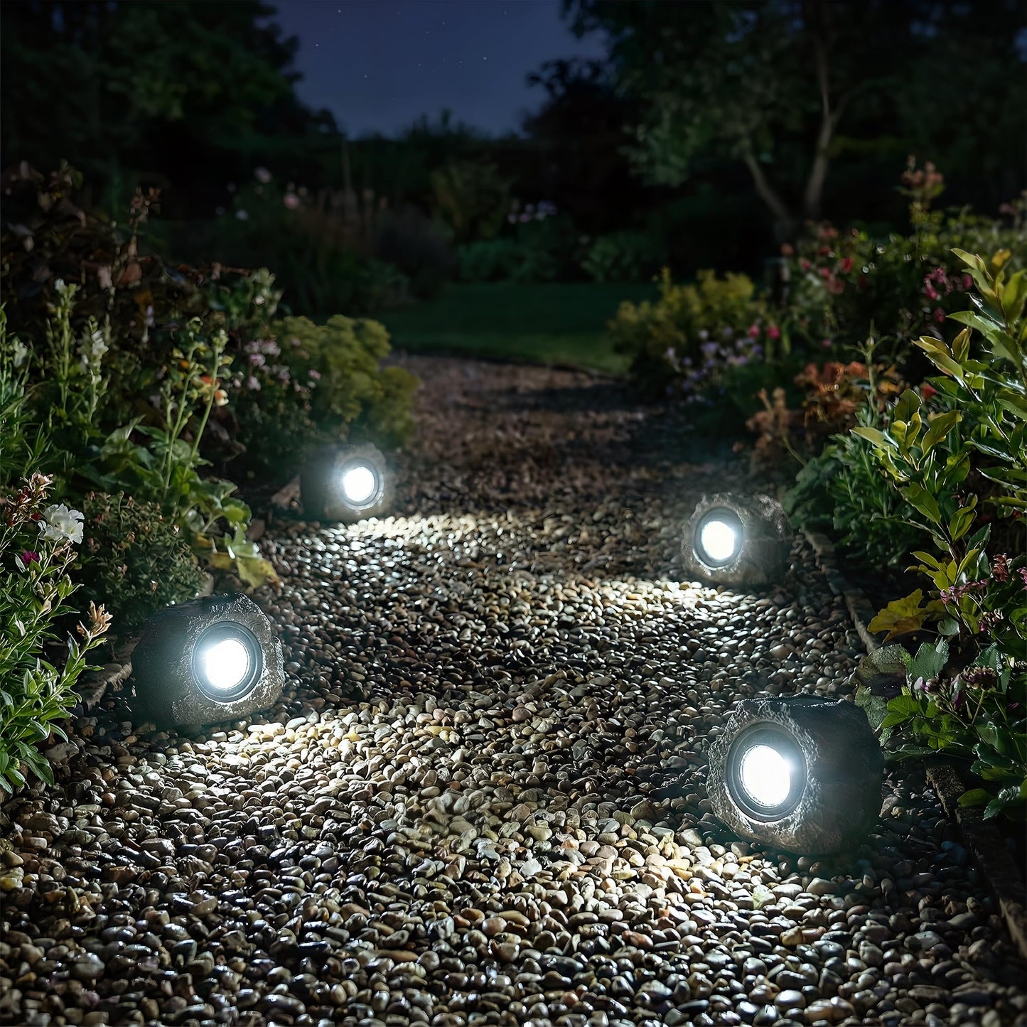 Solar Rock Lights Outdoor – 2 Pack Waterproof LED Landscape Garden Spotlights, Realistic Stone Design, Wireless Solar Powered Pathway Lights for Yard, Walkway, Patio & Lawn Decoration (Auto On/Off)