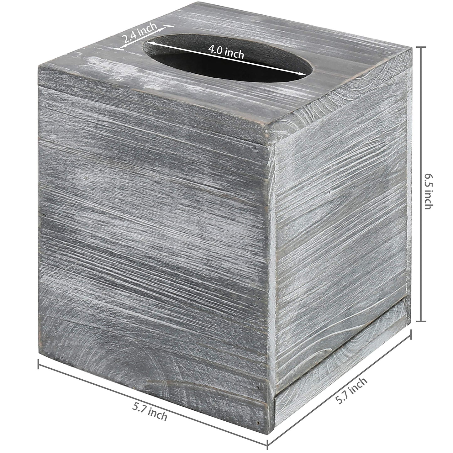 MyGift Graywashed Wood Decorative Tissue Box Holder Cover, Bathroom Facial Tissue Box Cover with Easy Refill Slide-Out Bottom Panel