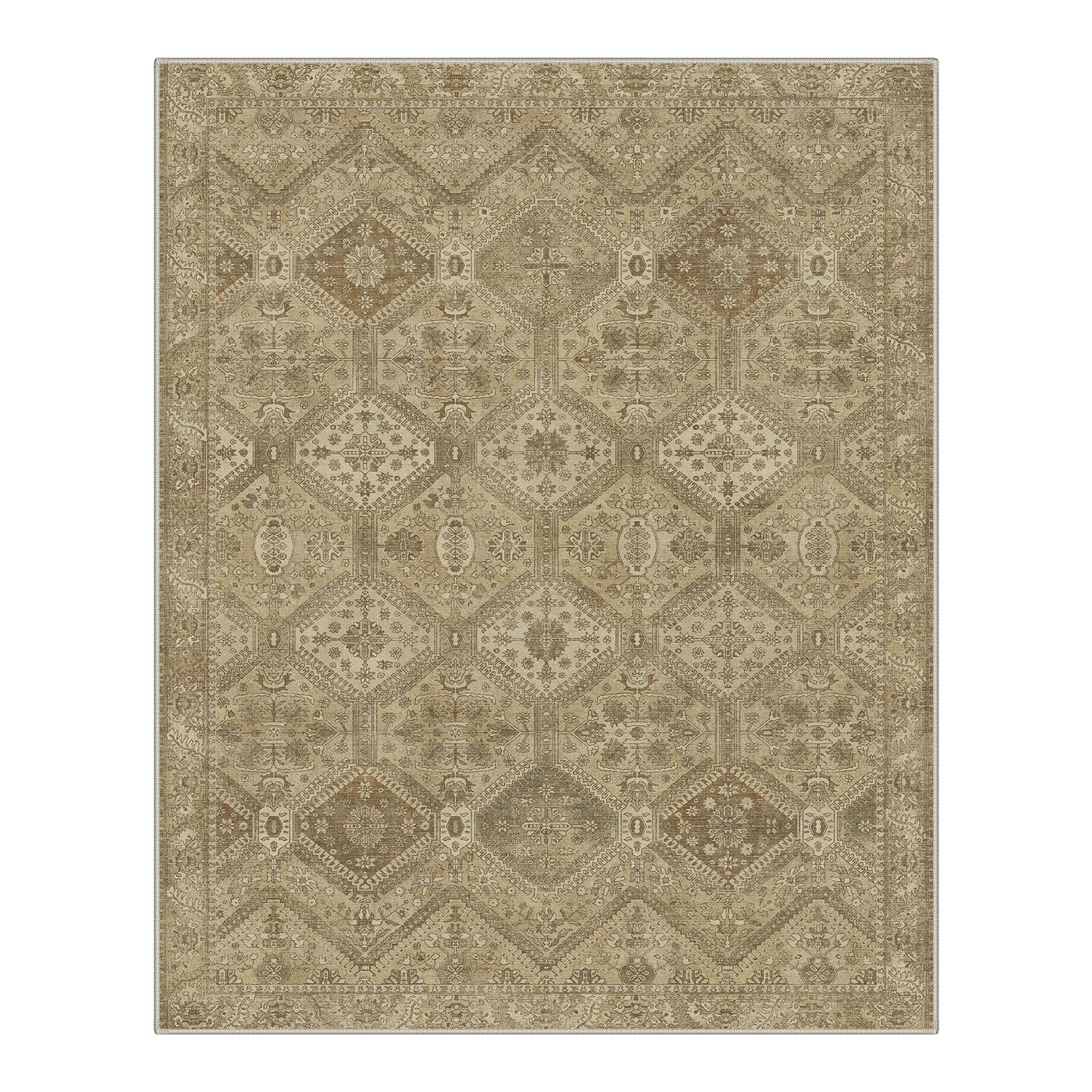 GENIMO Area Rug 2x3 Doormat, Machine Washable Low Pile Rugs, Small Retro Entryway Mat for Entrance, Hallway, Kitchen and Corridor, Tan Brown