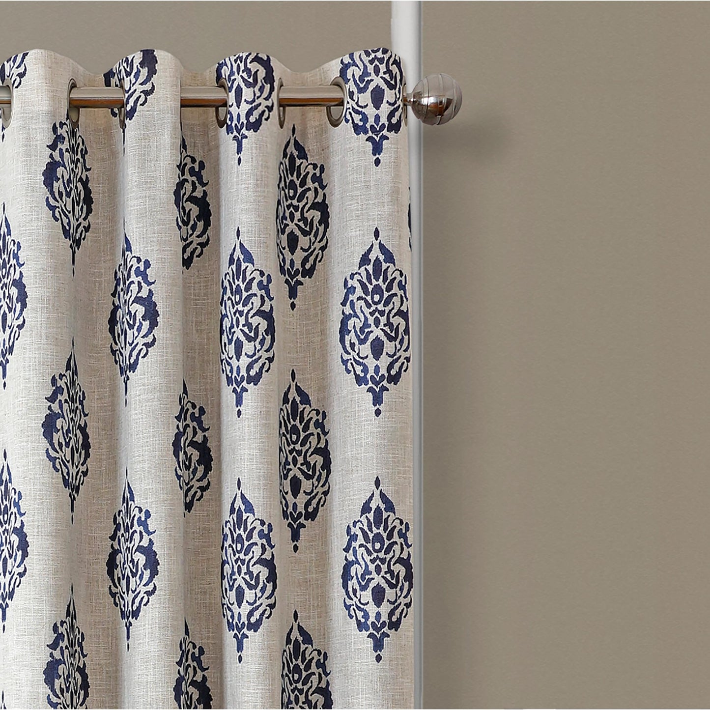 Elrene Home Fashions Navara Medallion Room-Darkening Window Curtain, Single Panel, 52" x 84" (1 Panel), Navy
