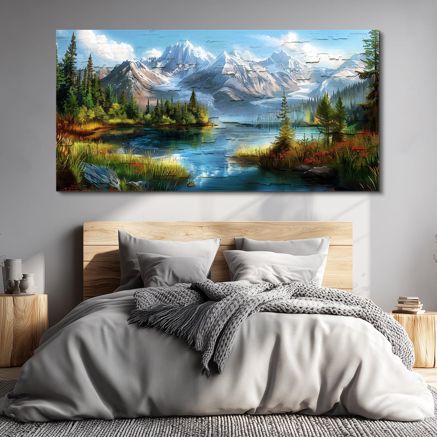 FUHAIHUA Canvas Wall Art For Living Room Wall Decor For Bedroom Modern Office Wall Decoration Mountains Rivers Landscape Painting Farmhouse Pictures Artwork Room Aesthetic Home Decor 20x40 In