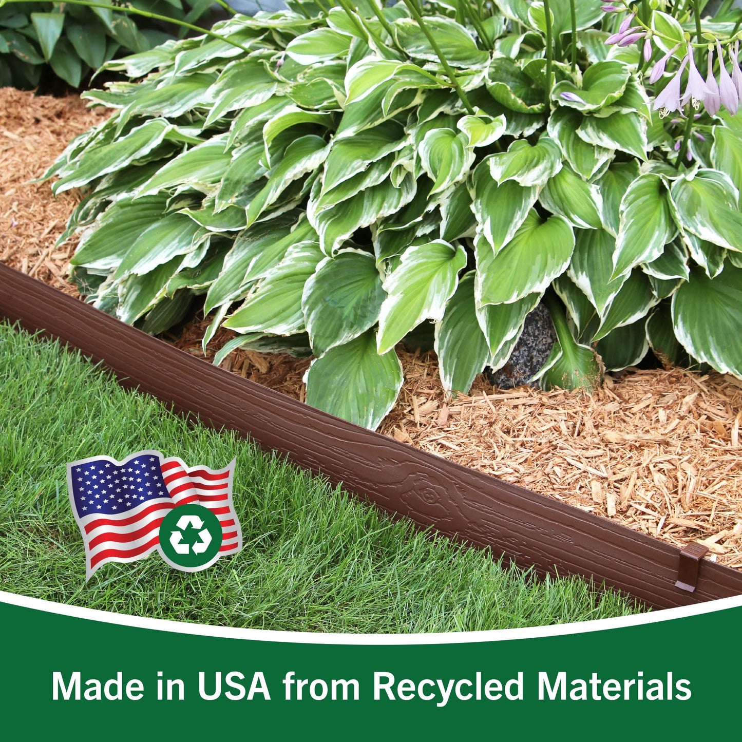 Master Mark Landscape Edging Coil (Terrace Board), 40 ft. x 4 in. Tall, Plastic Garden Edging Border with 10 Stakes, Brown