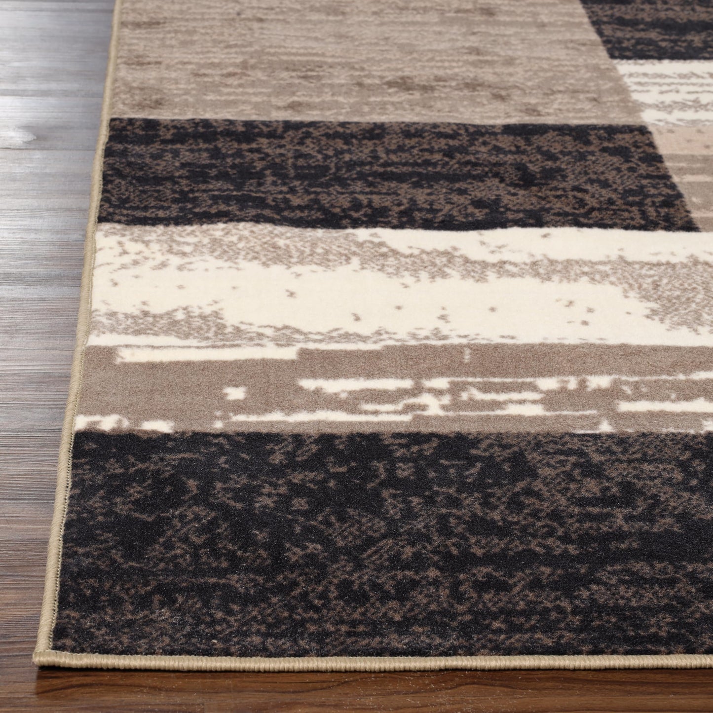 Superior Indoor Area Rug, Plush Carpet Cover, for Kids or Pets, Hallway, Entryway, Living Room, Dining, Bedroom, Office, Kitchen, Modern Geometric Patchwork, Rockwood Collection, 12' x 18', Chocolate