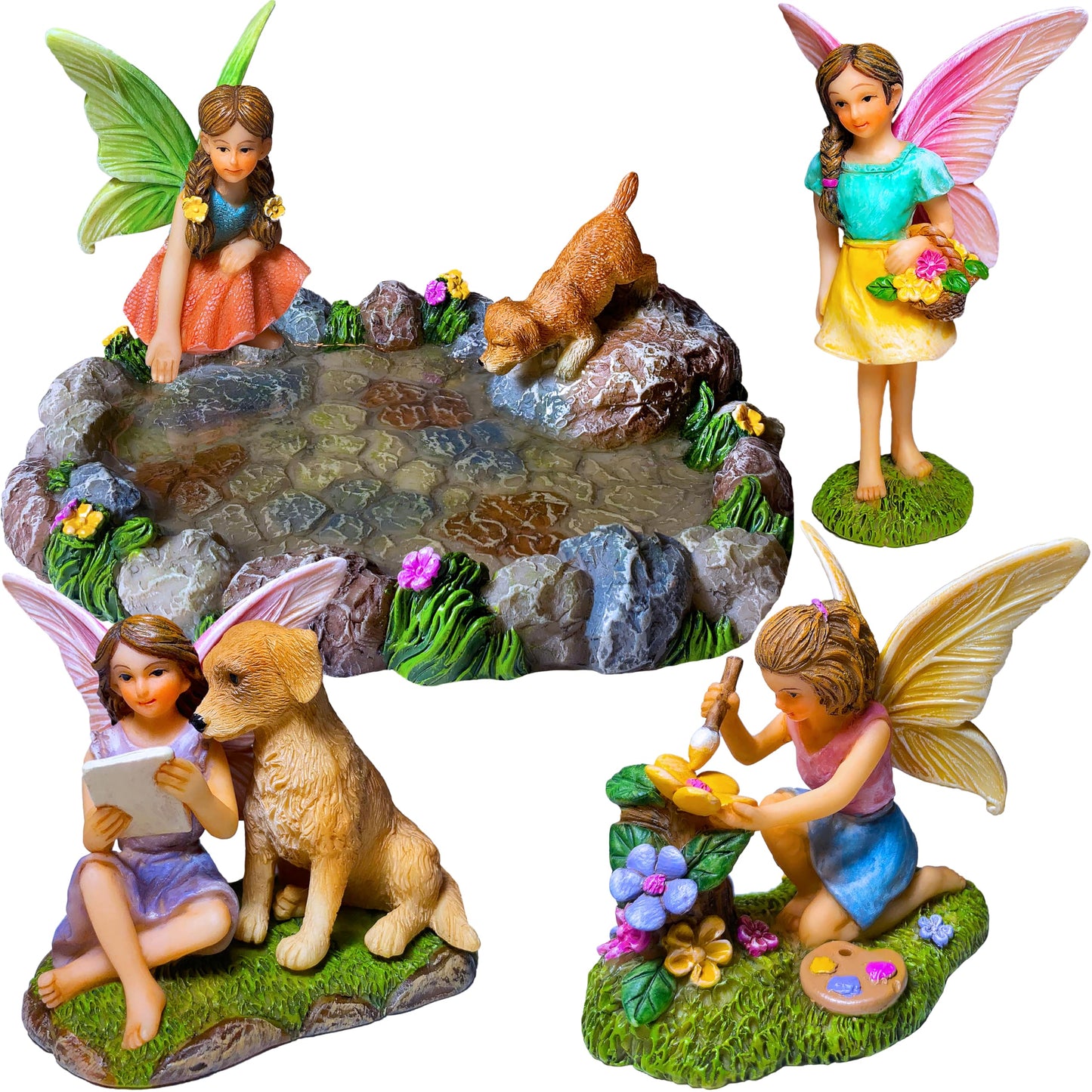 Mood Lab Miniature Garden Decor - Decorative Resin Pond Statues (5 pcs) - Indoor & Outdoor Use