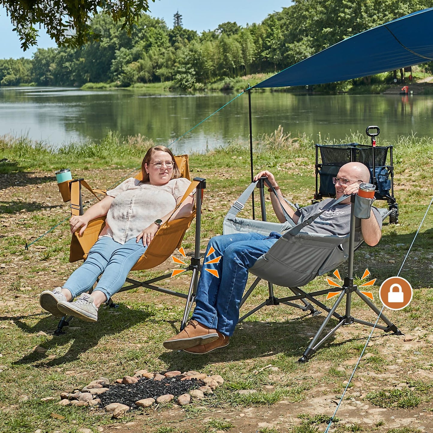 TIMBER RIDGE Hammock Camping Chair, Oversized Swinging Hammock Chair with Adjustable Back and Seat for Outdoor Lawn, Sports, Supports 400lbs, Orange