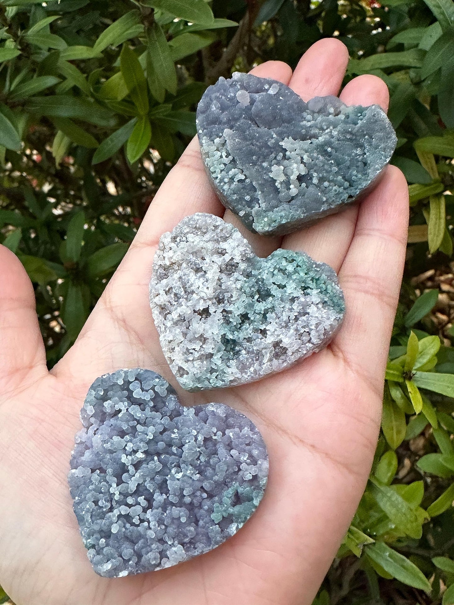 GAF TREASURES Grape Agate Gemstone Hearts, Polished Grape Agate Puffy Hearts, Grape Agate Crystal Palm Stone, Grape Agate Healing Crystal Hearts (1 Heart)