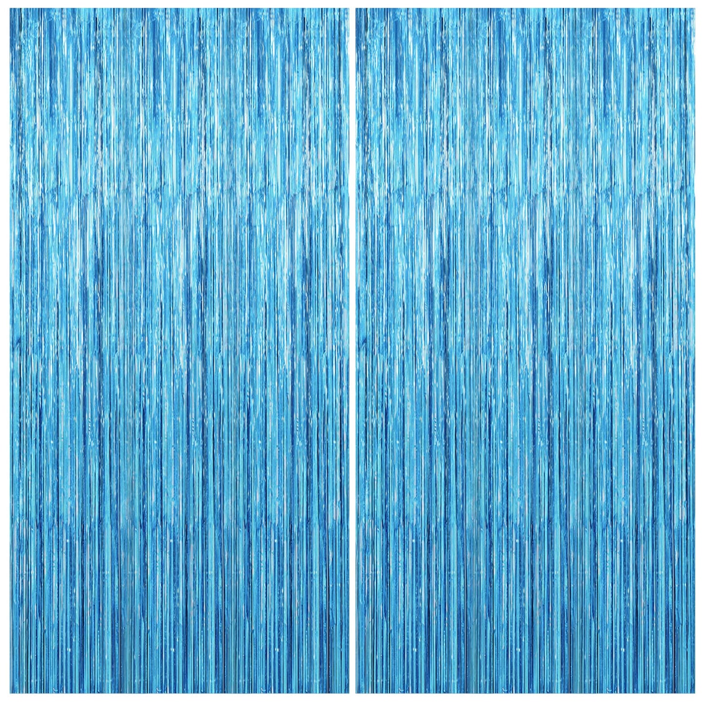 2 Pack Party Decorations Blue Streamers Fringe Backdrop Ocean Themed Decorations Foil Curtain Backdrop Blue Birthday Baby Shower Bachelorette Christmas Party Decor Supplies