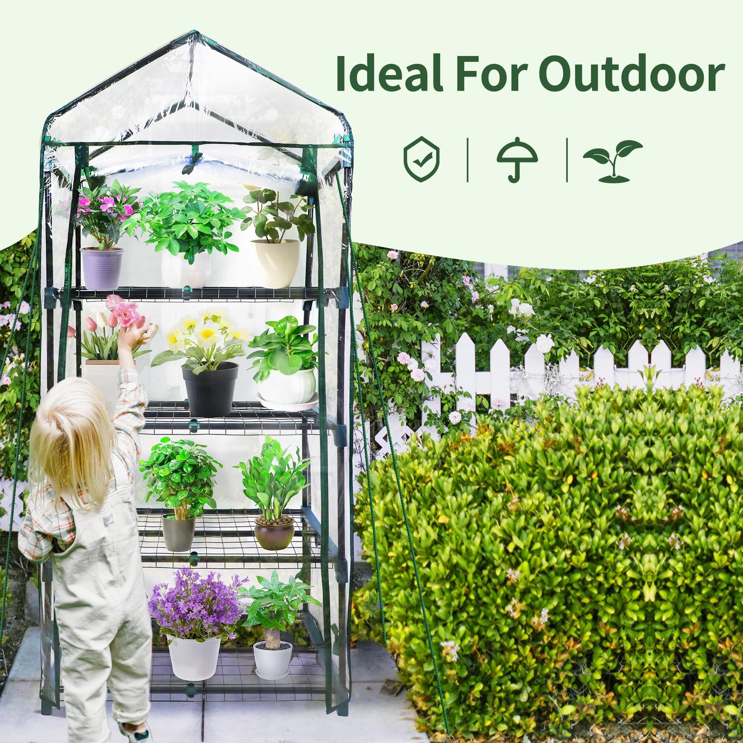 PROWORX 4 Tier Mini Greenhouse for Outdoor Indoor, Waterproof Heavy Duty Small Greenhouses with PVC Cover, Portable Green Houses for Outside Winter Plant Protection, 64'' H x 27'' L x 20'' W