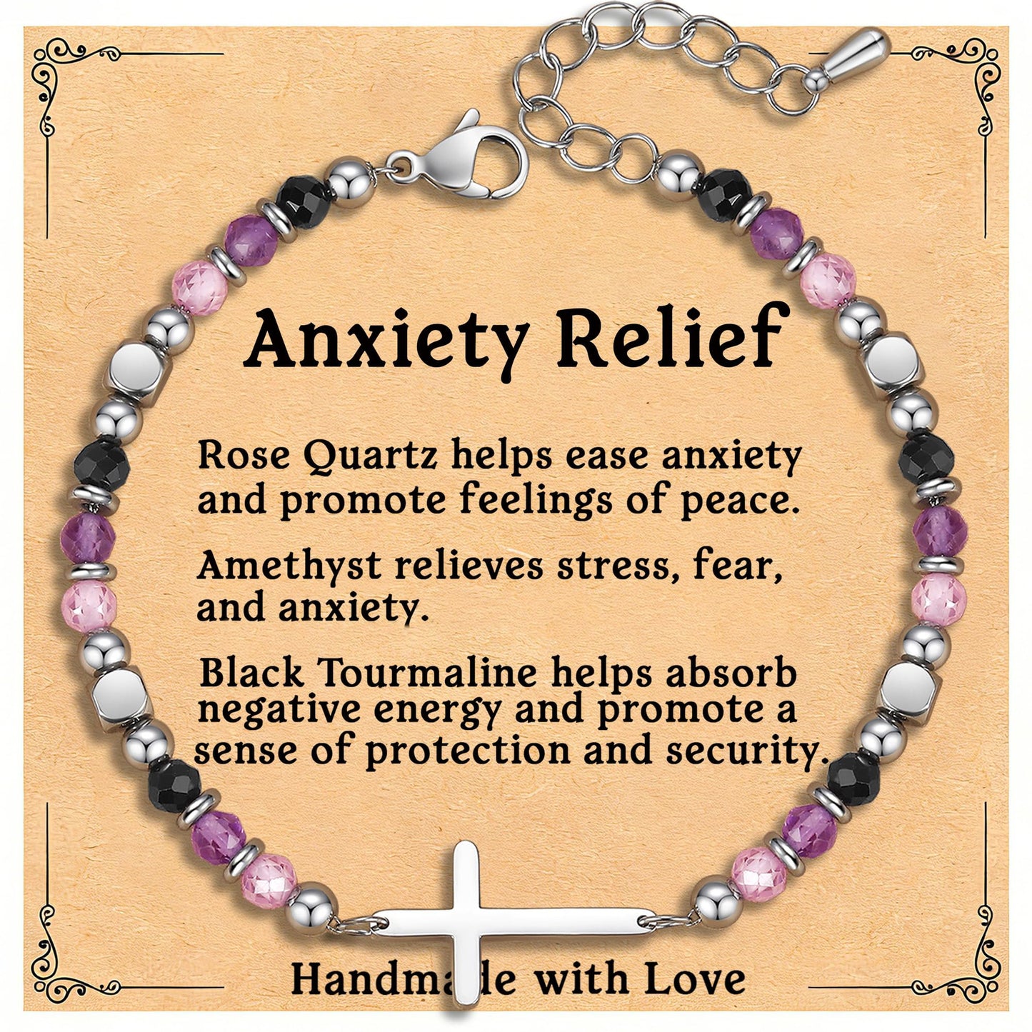 Wineord Healing Bracelets for Women, Stress Relief Anxiety Bracelet, Christian Cross Crystal Bracelet Faith Jewelry, Easter Basket First Communion Baptism Confirmation Gifts for Teen Girls
