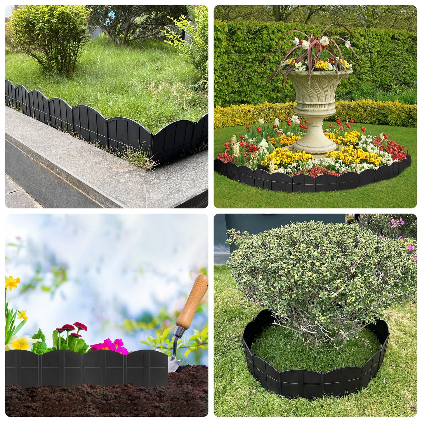 Vashly 40Ft Landscape Edging No Dig, 5.9In Garden Edging Border with 40Pcs Stakes, 40Pcs Plastic Flower Bed Border Flexible for Landscaping, Lawn Patio, Pathway, Black