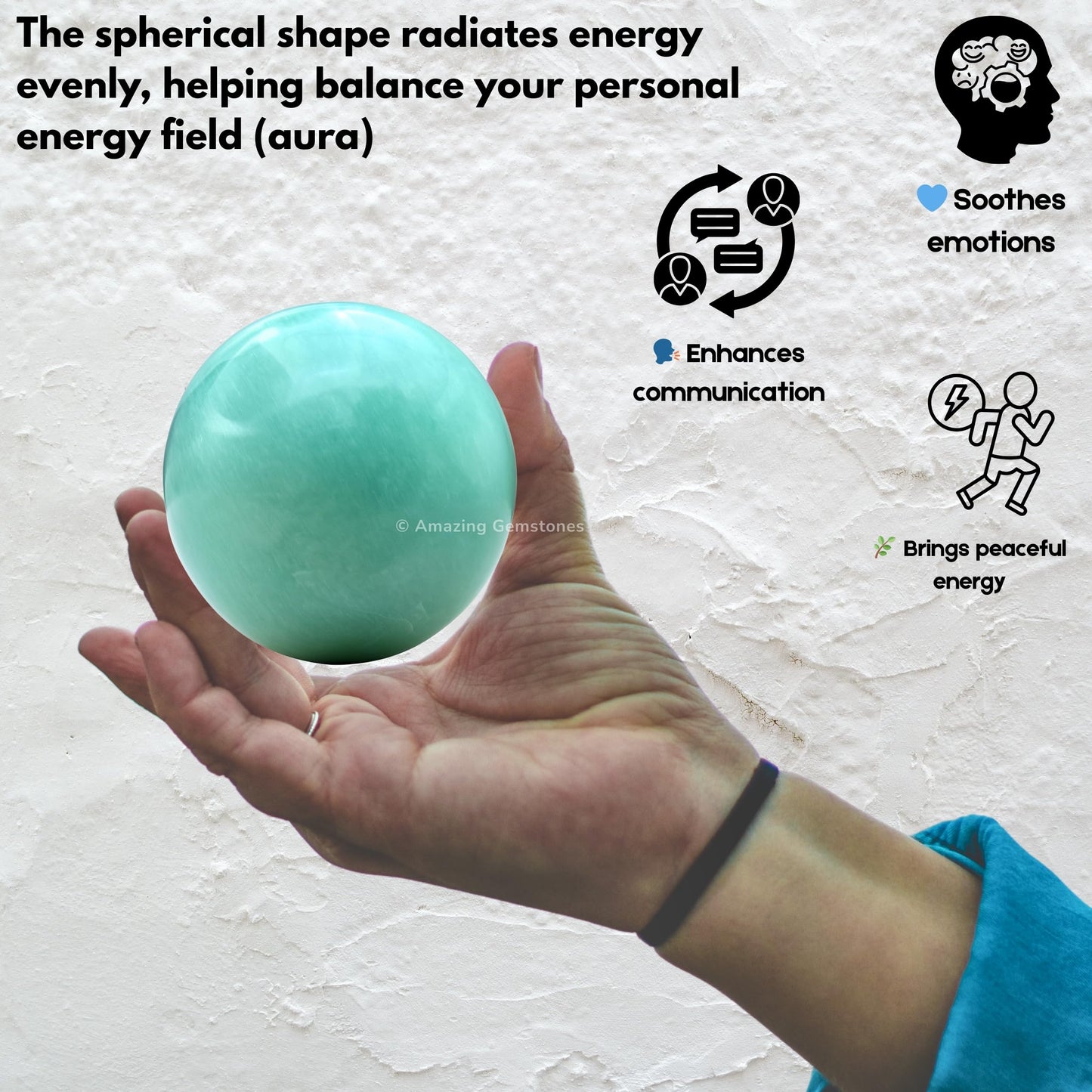 Amazing Gemstone Amazonite Crystal Ball with Stand - 2" Inches Crystal Sphere Meditation Balls for Witchcraft and Decorative Balls