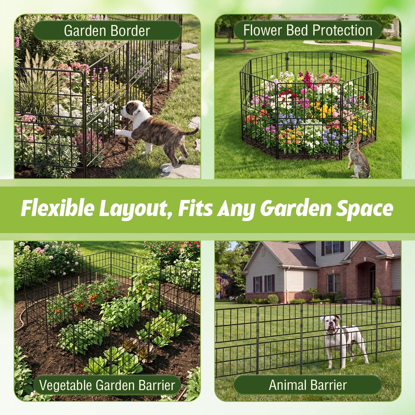 31.5 Inch(H) X 20 Ft(L) Tall Decorative Garden Fence 14 Pack Fencing Panels, Metal Wire Border No Dig Fencing Animal Barrier for Dog, Flower Edging for Yard Landscape Patio Outdoor Decor