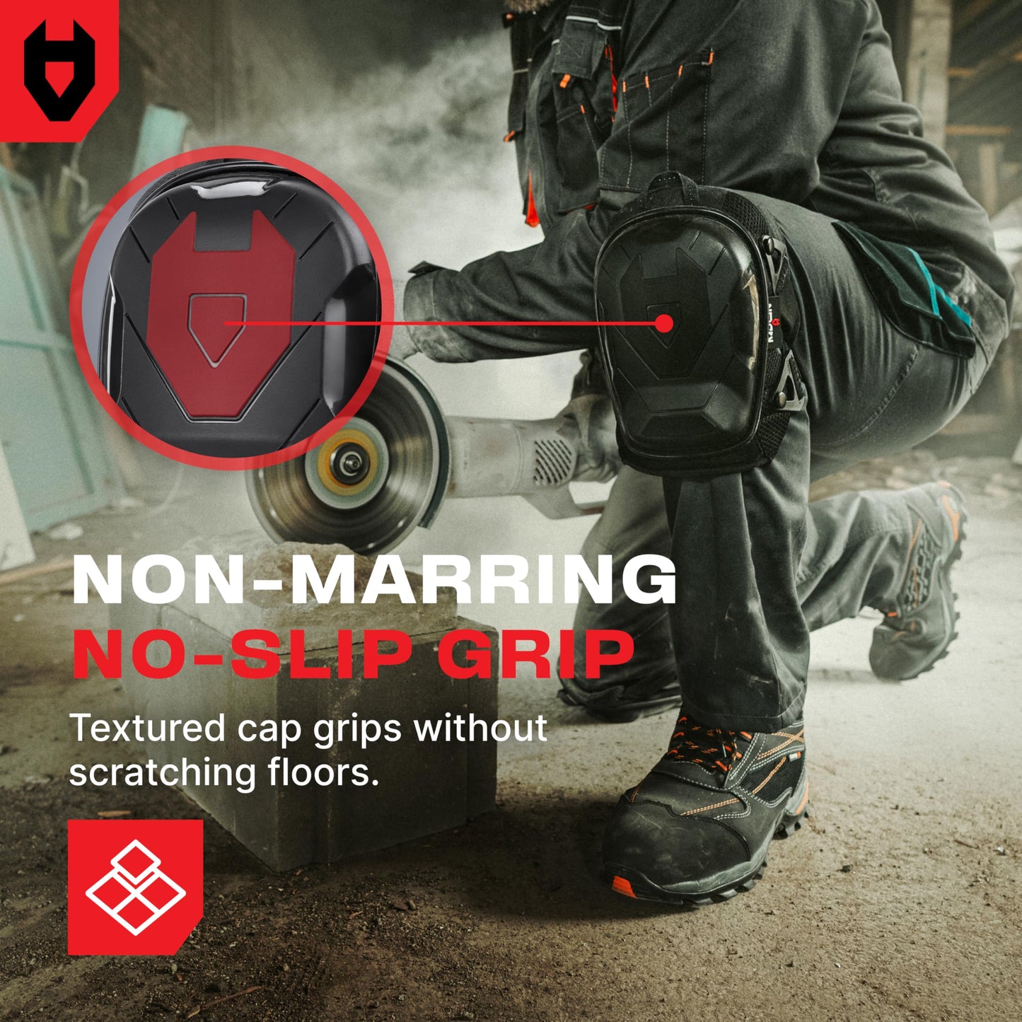 NoCry Professional Construction Knee Pads for Men and Women with Non-Slip Heavy Duty Cap and Ankle Support — Thick Foam and Gel Cushioning — Reinforced, Adjustable Straps and Military Grade Rivets